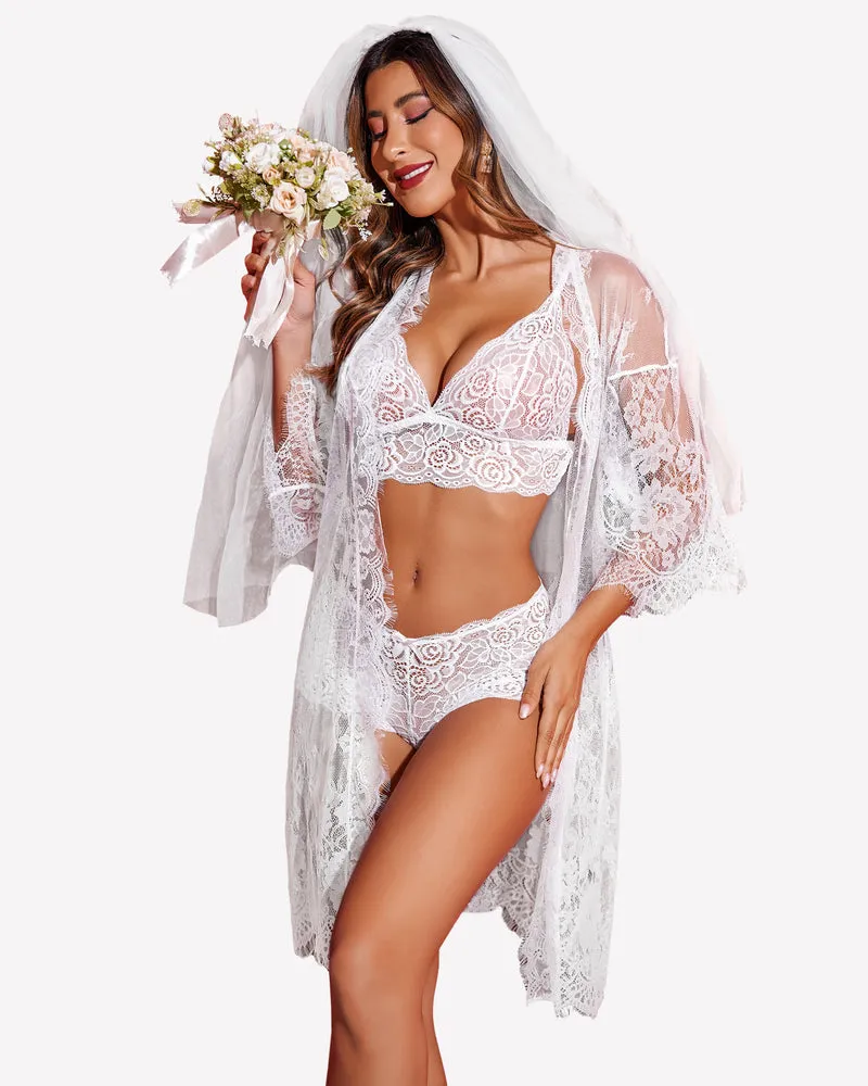 3 Piece Bra and Panty Sets with Robe (DE Only)