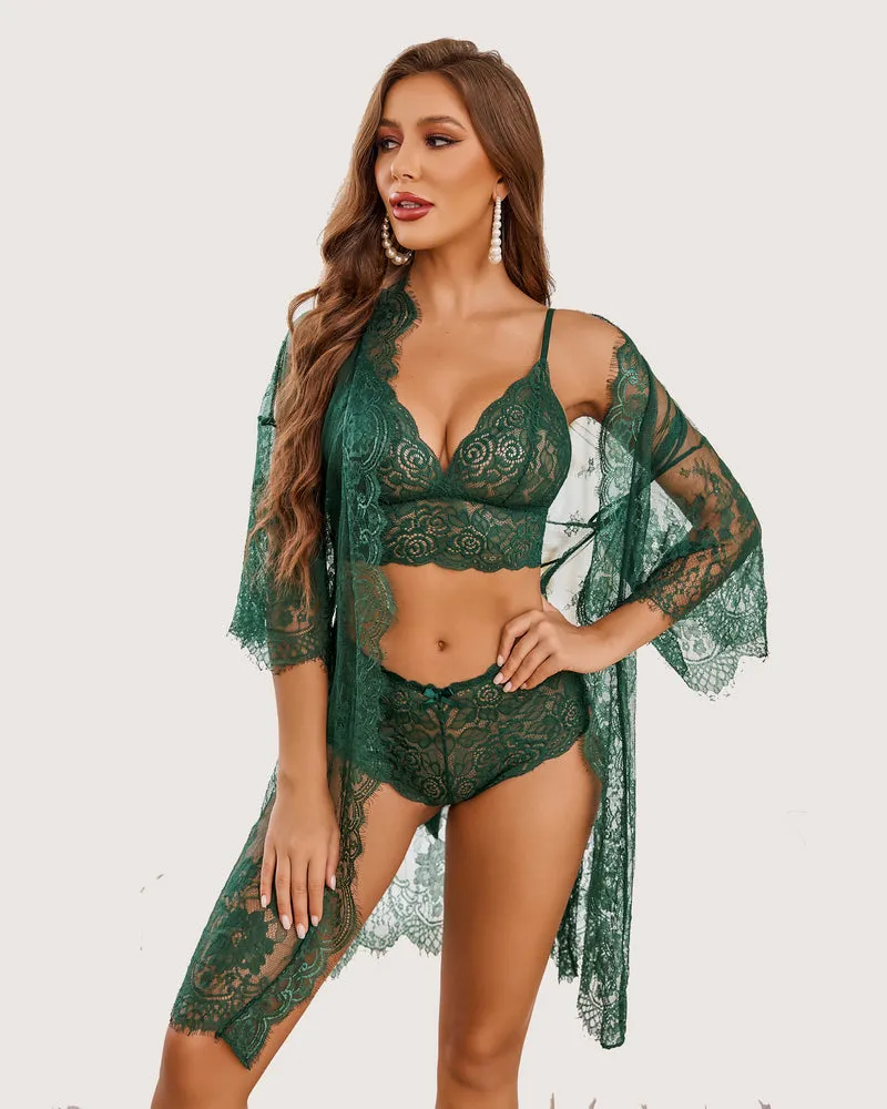 3 Piece Bra and Panty Sets with Robe (DE Only)