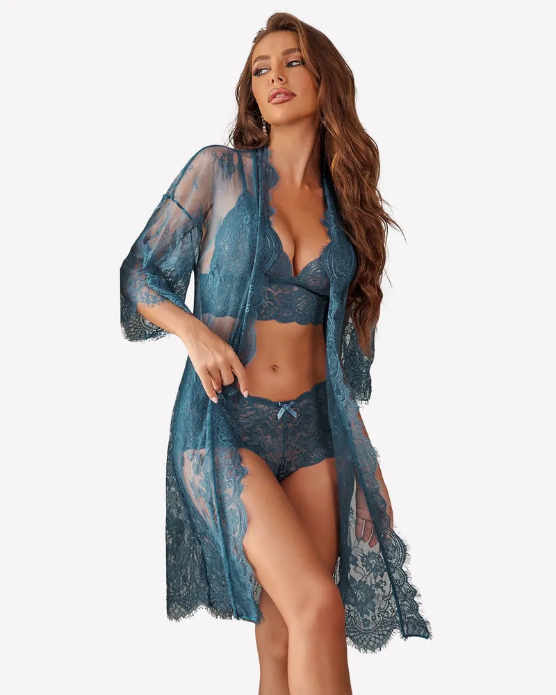 3 Piece Bra and Panty Sets with Robe (DE Only)