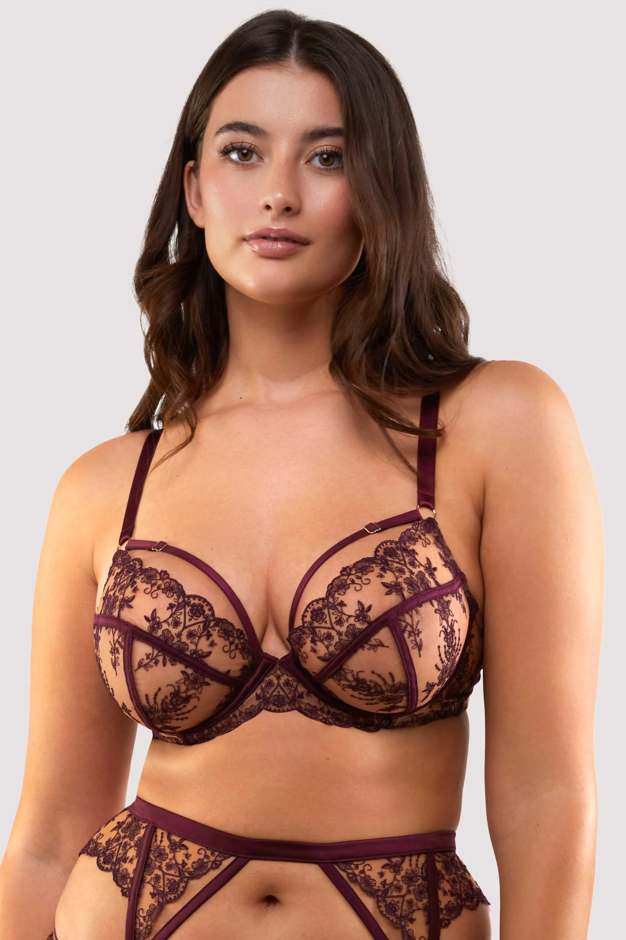 Cassia Wine Custom Embroidery Bra