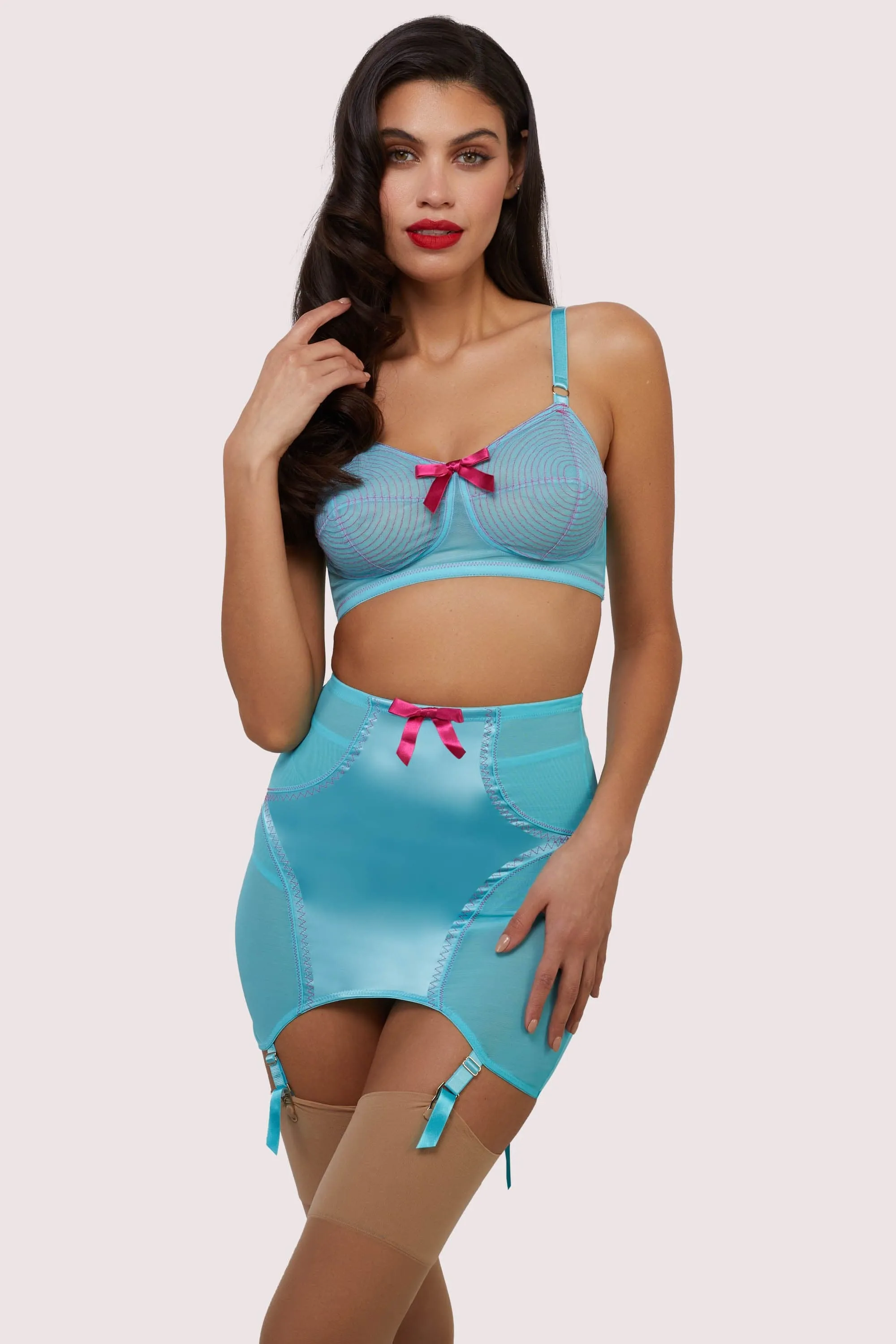Cleo Contrast Stitch Mesh Retro Girdle