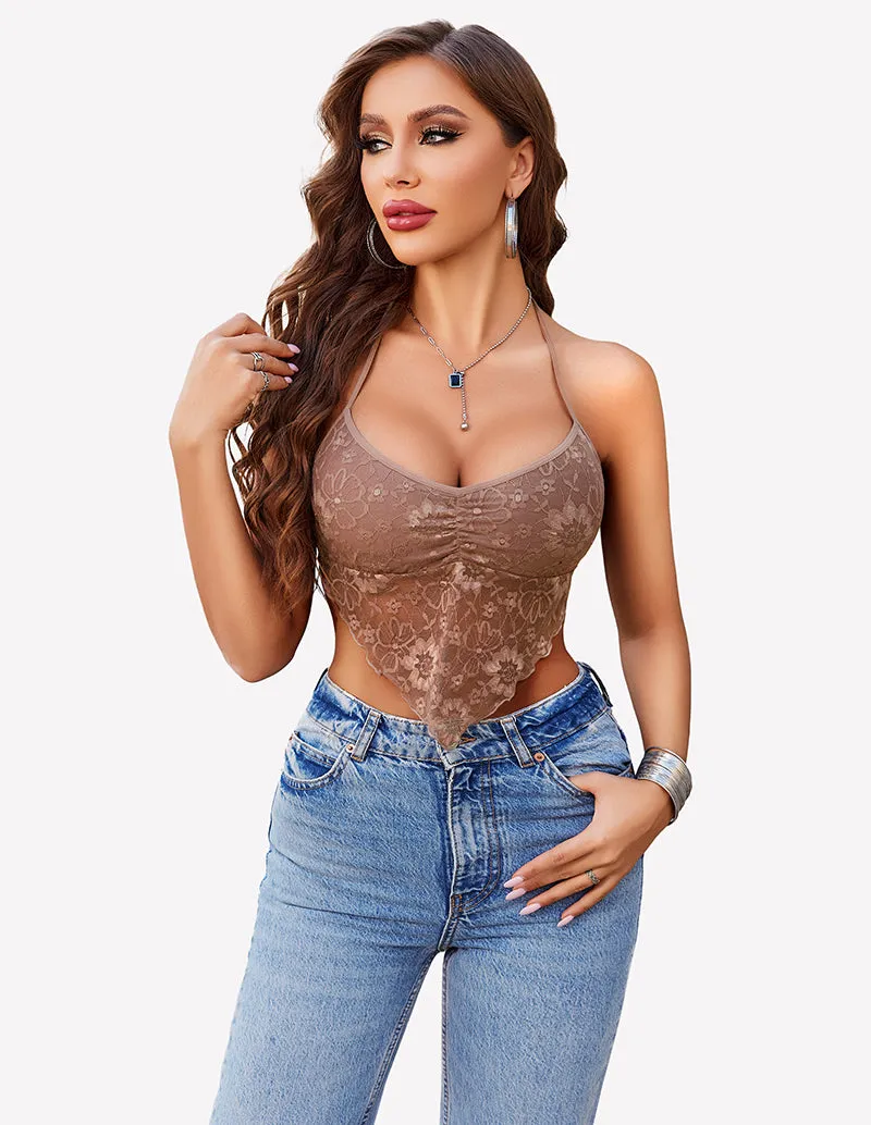 Crop Top Halter V Neck Cami Tank