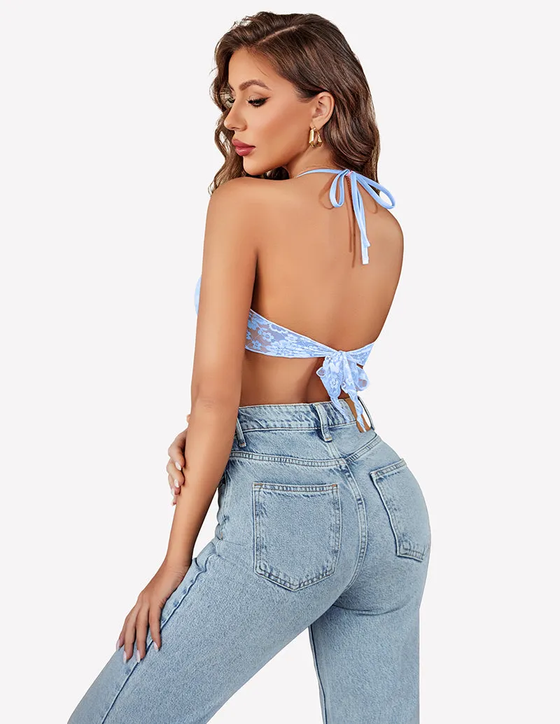 Crop Top Halter V Neck Cami Tank