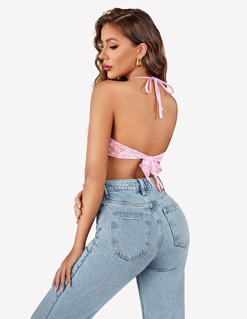 Crop Top Halter V Neck Cami Tank