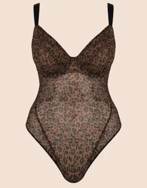 Curvy Kate Cool Cat Plunge Body Leopard Brown
