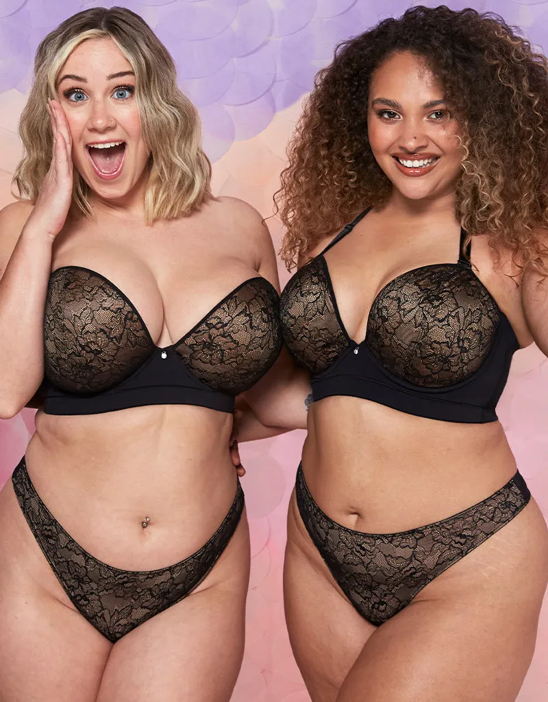 Curvy Kate Hey Girls Thong Black/Latte