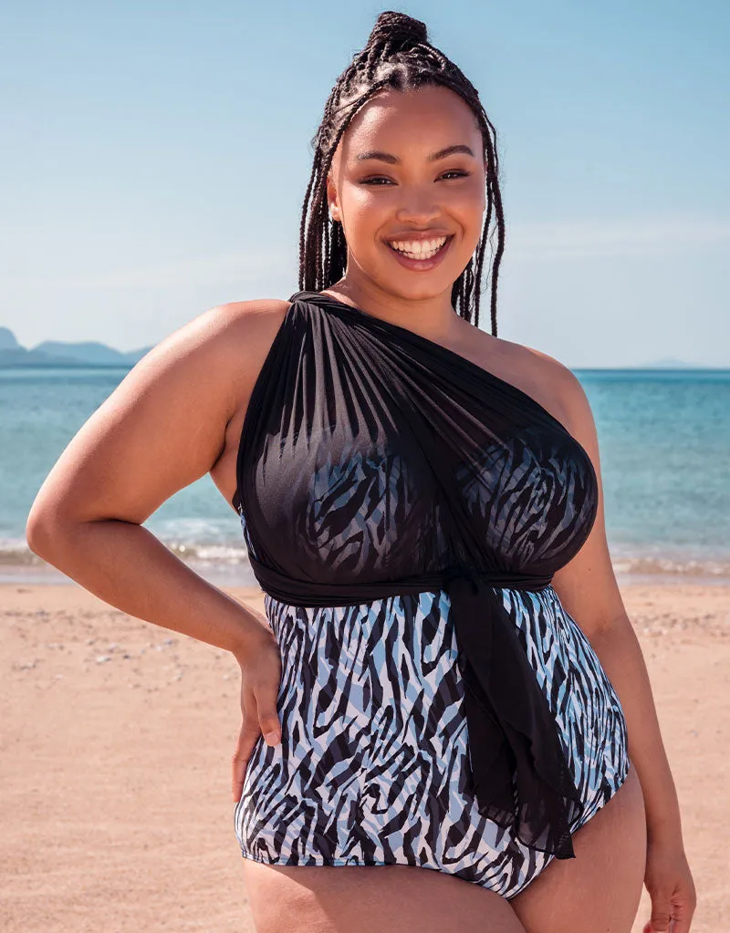 Curvy Kate Wrapsody Bandeau Strapless Multiway Swimsuit Zebra Print