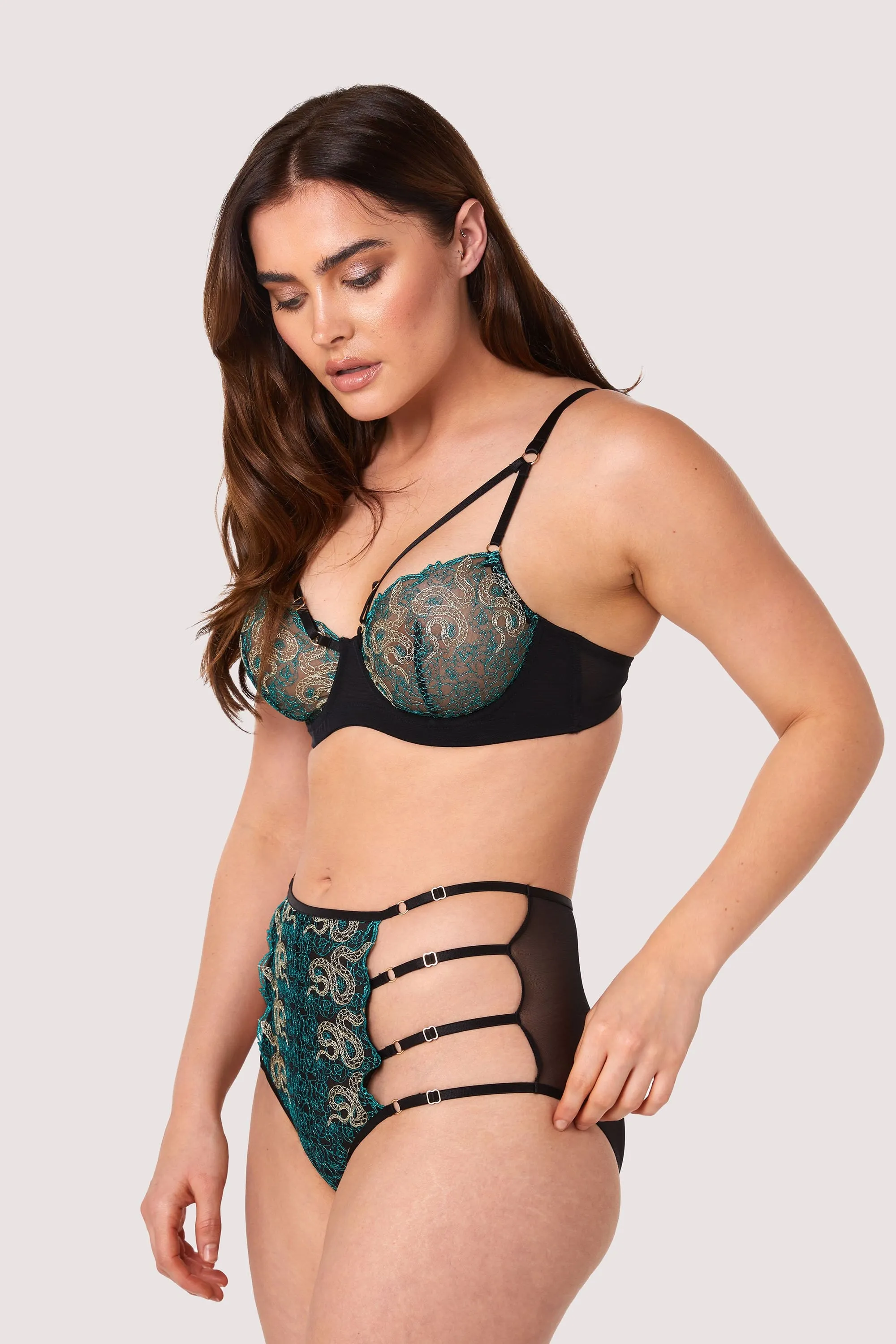Dakota Green & Gold Snake Bra