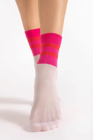 Dash Socks 20 Denier in White/Pink