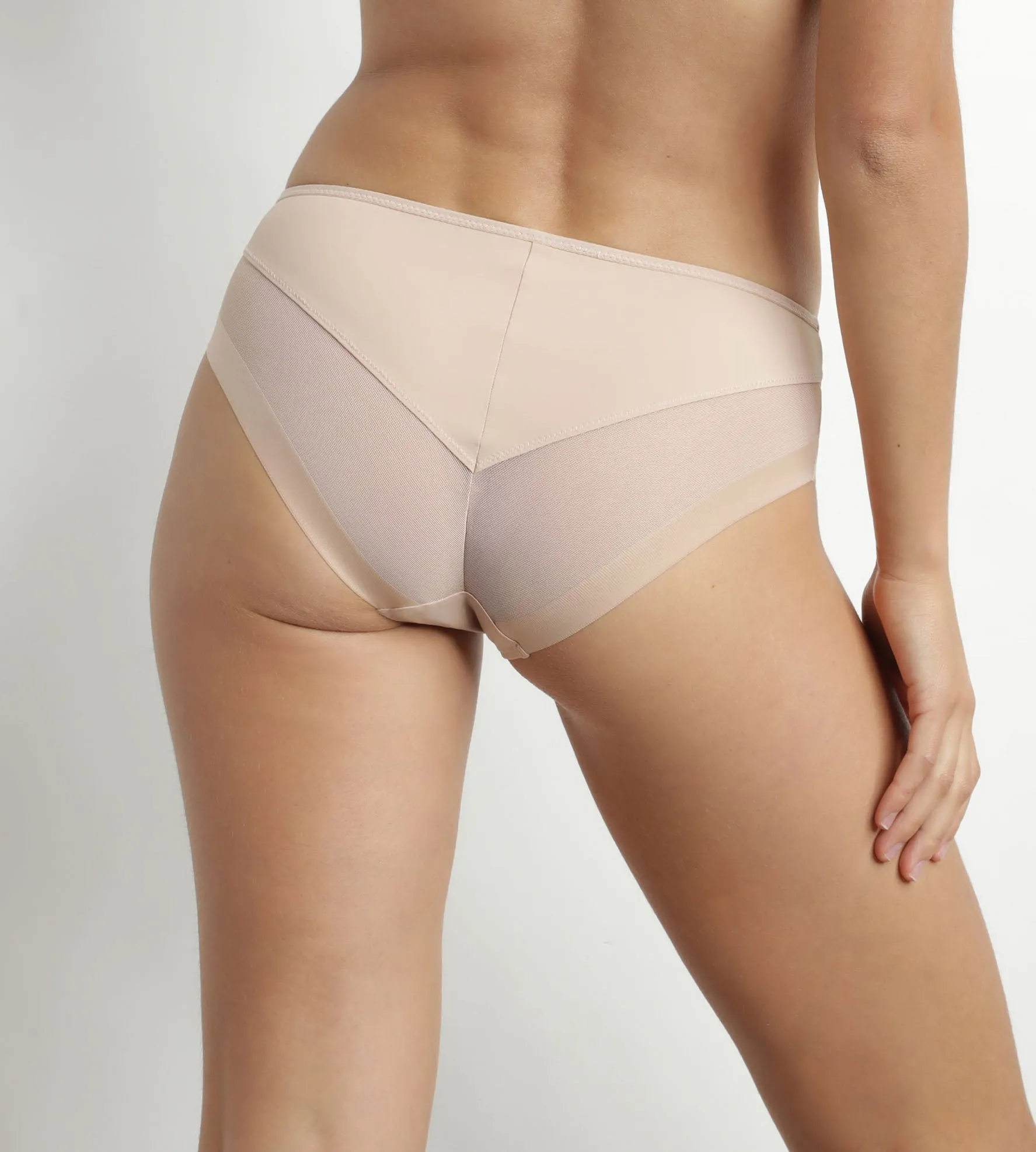 Dim Generous nude microfibre and tulle briefs