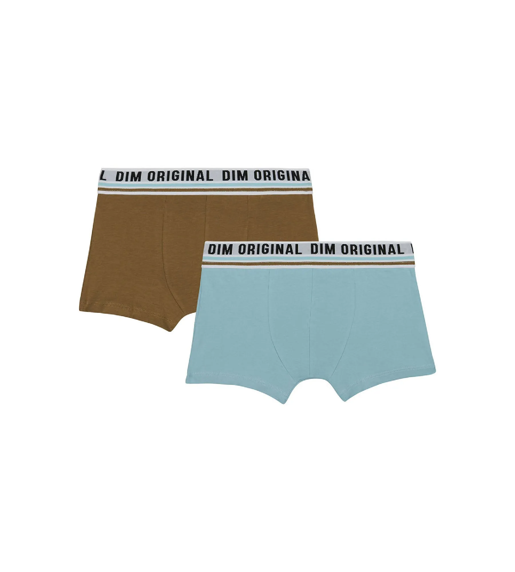 Dim Originals Pack of 2 Blue Brown stretch cotton boxers with a retro waistband