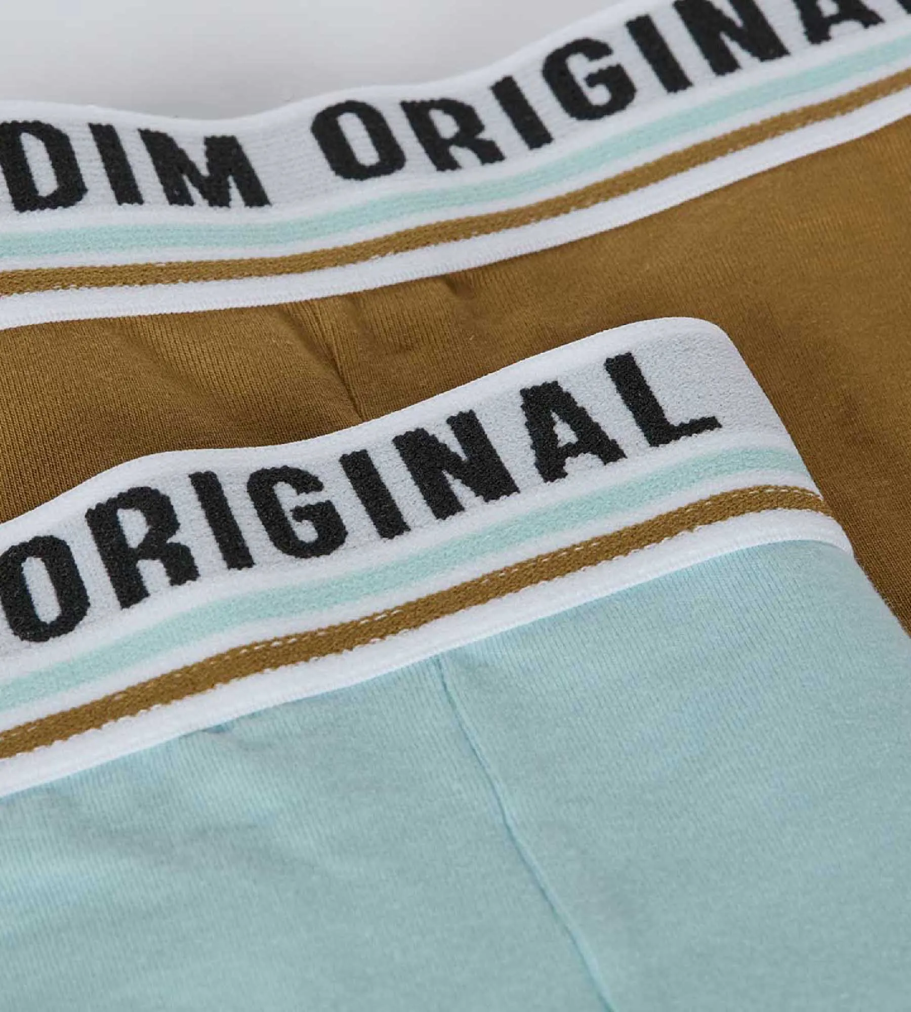 Dim Originals Pack of 2 Blue Brown stretch cotton boxers with a retro waistband