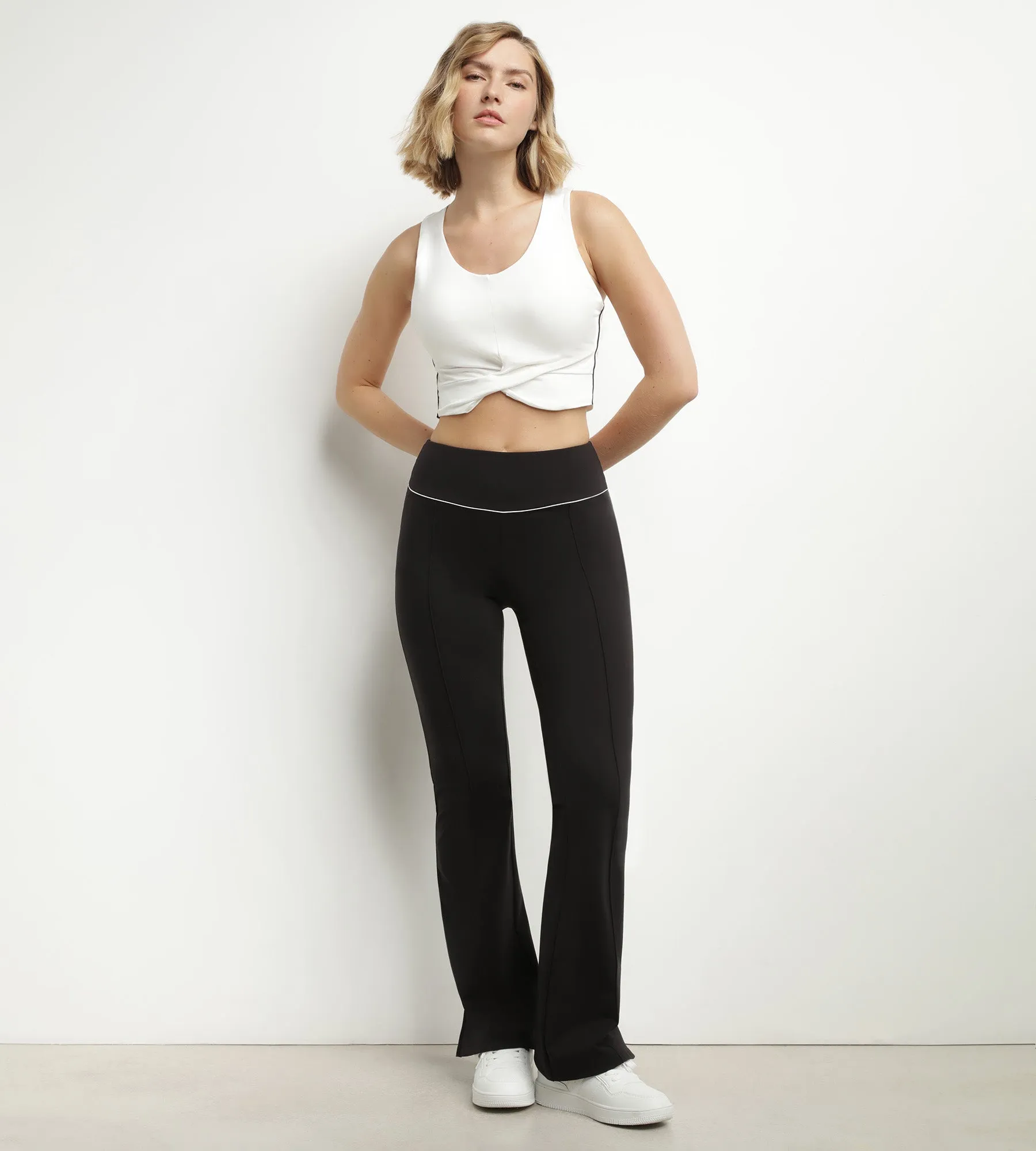 Ecru women's sports tank top in viscose with bra Dim Move