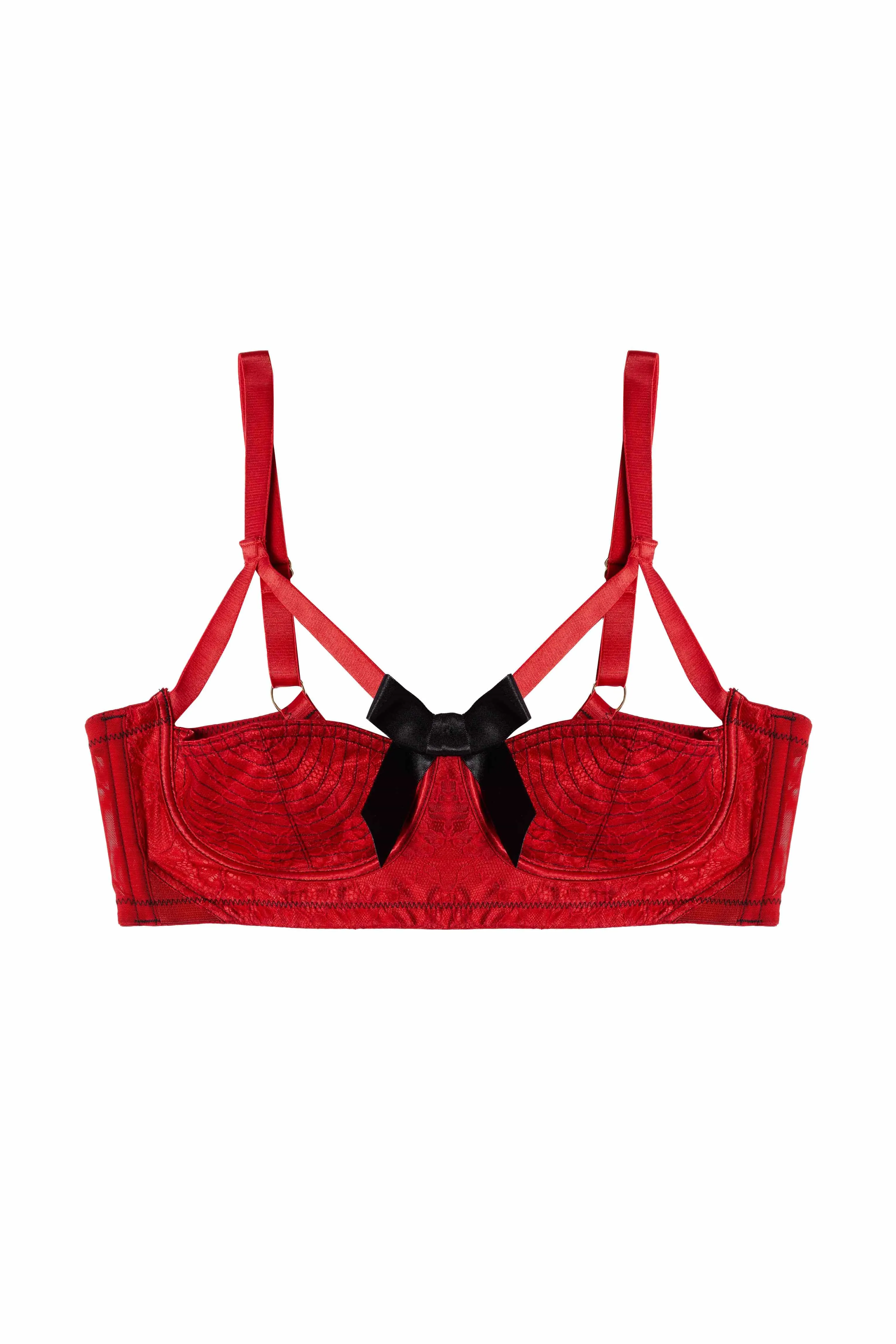 Elsie Lace Quarter Cup Bra Red