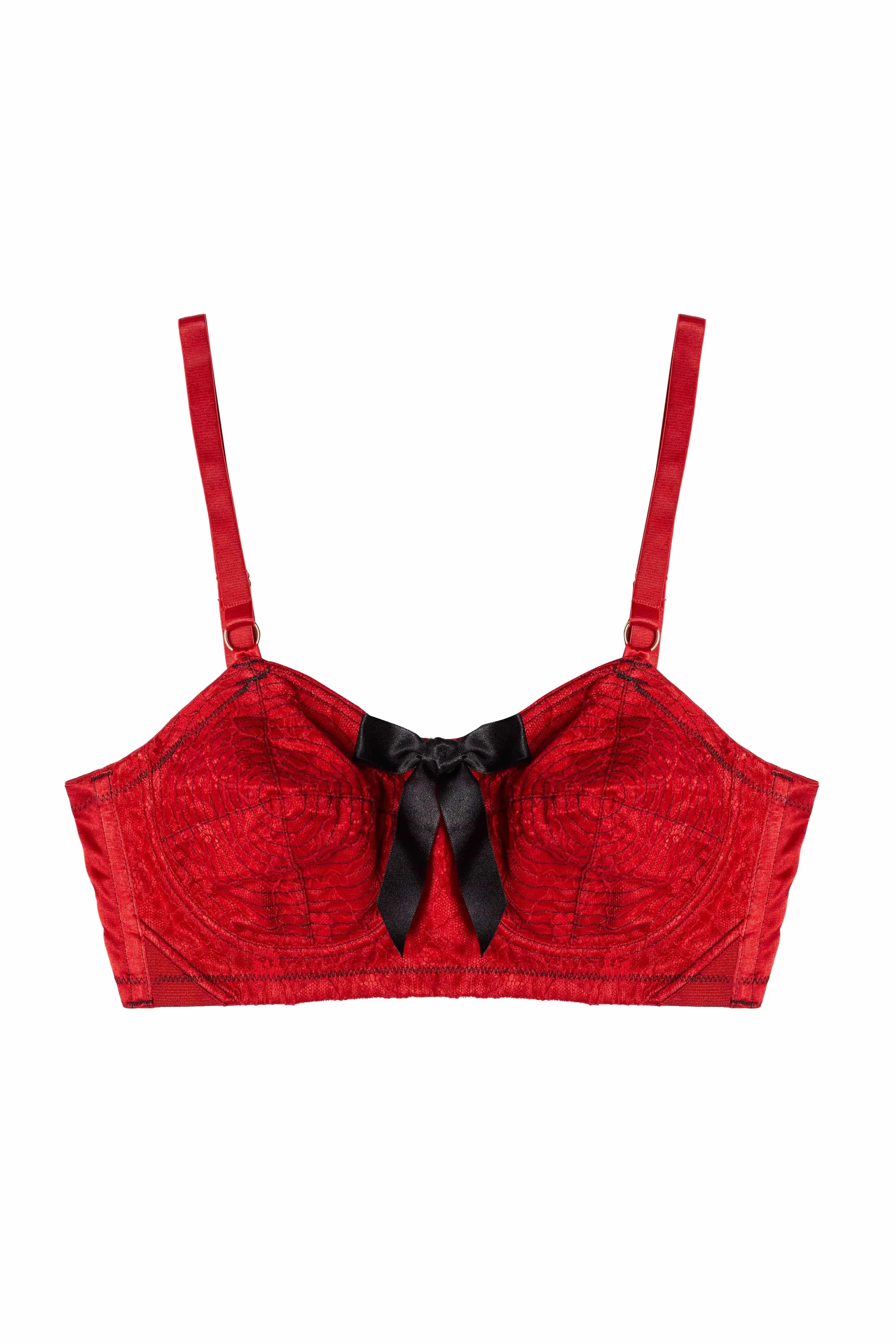 Elsie Spiral Stitch Bullet Bra Red