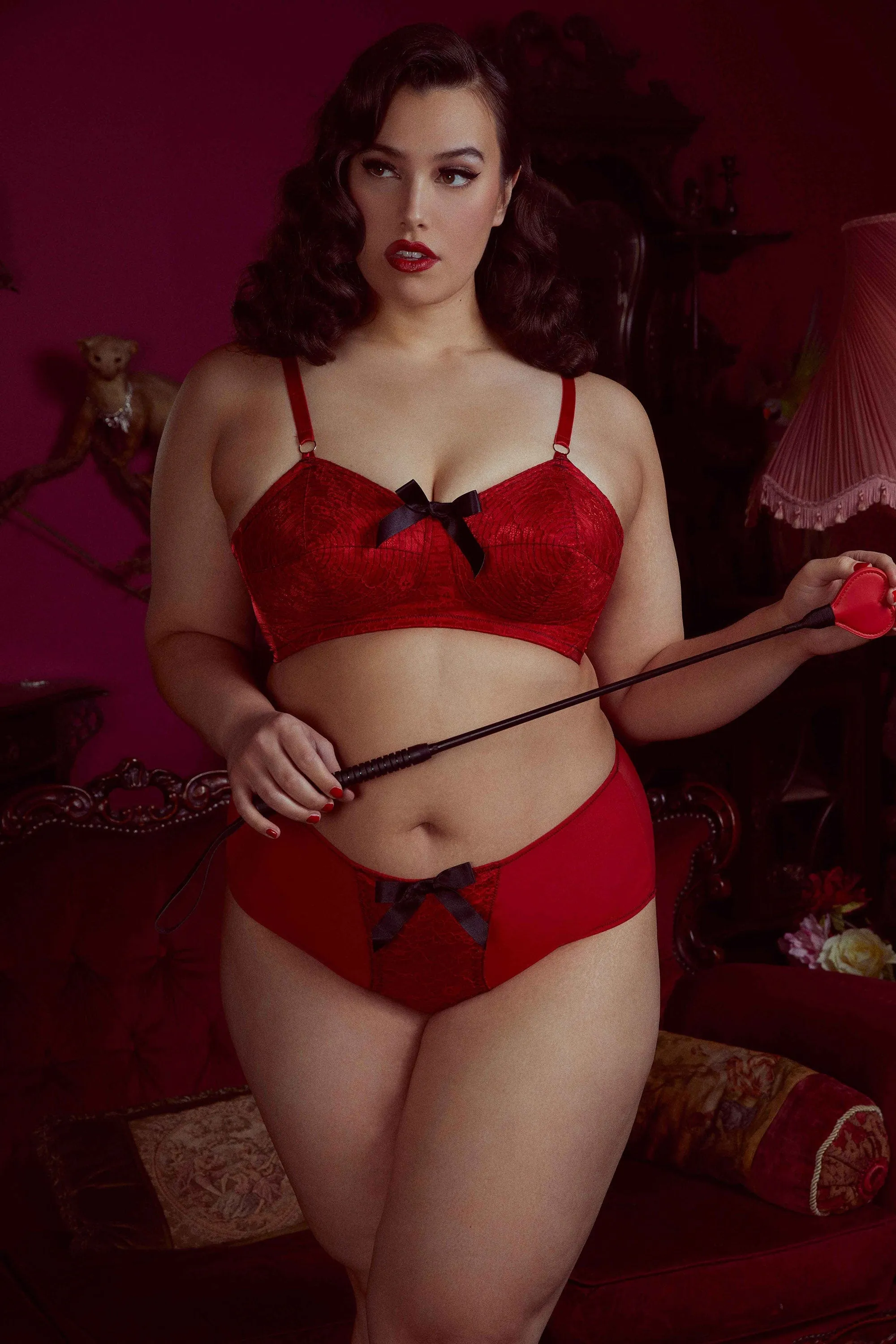 Elsie Spiral Stitch Bullet Bra Red