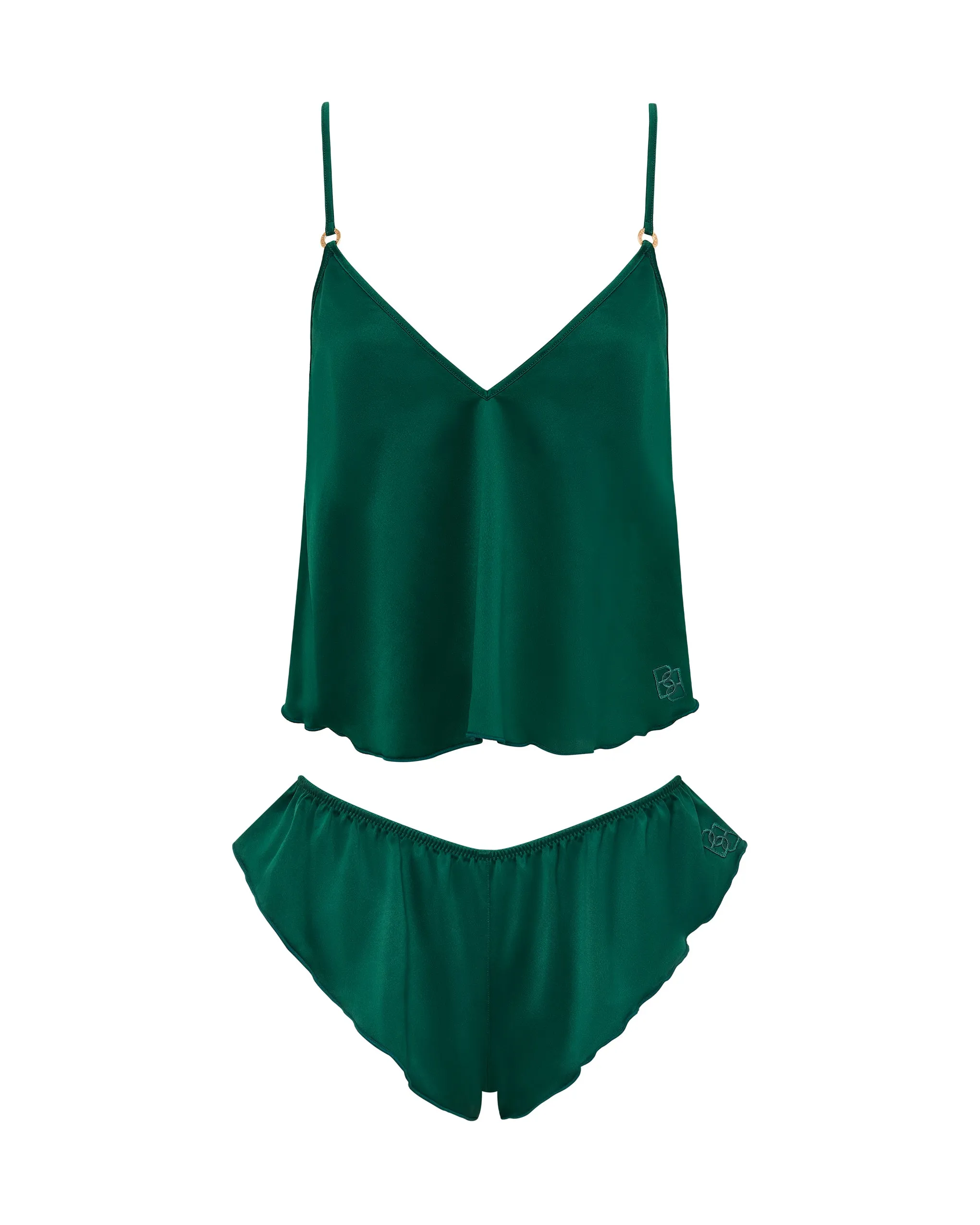 Faye Luxury Satin Cami and Short Set Aventurine Green