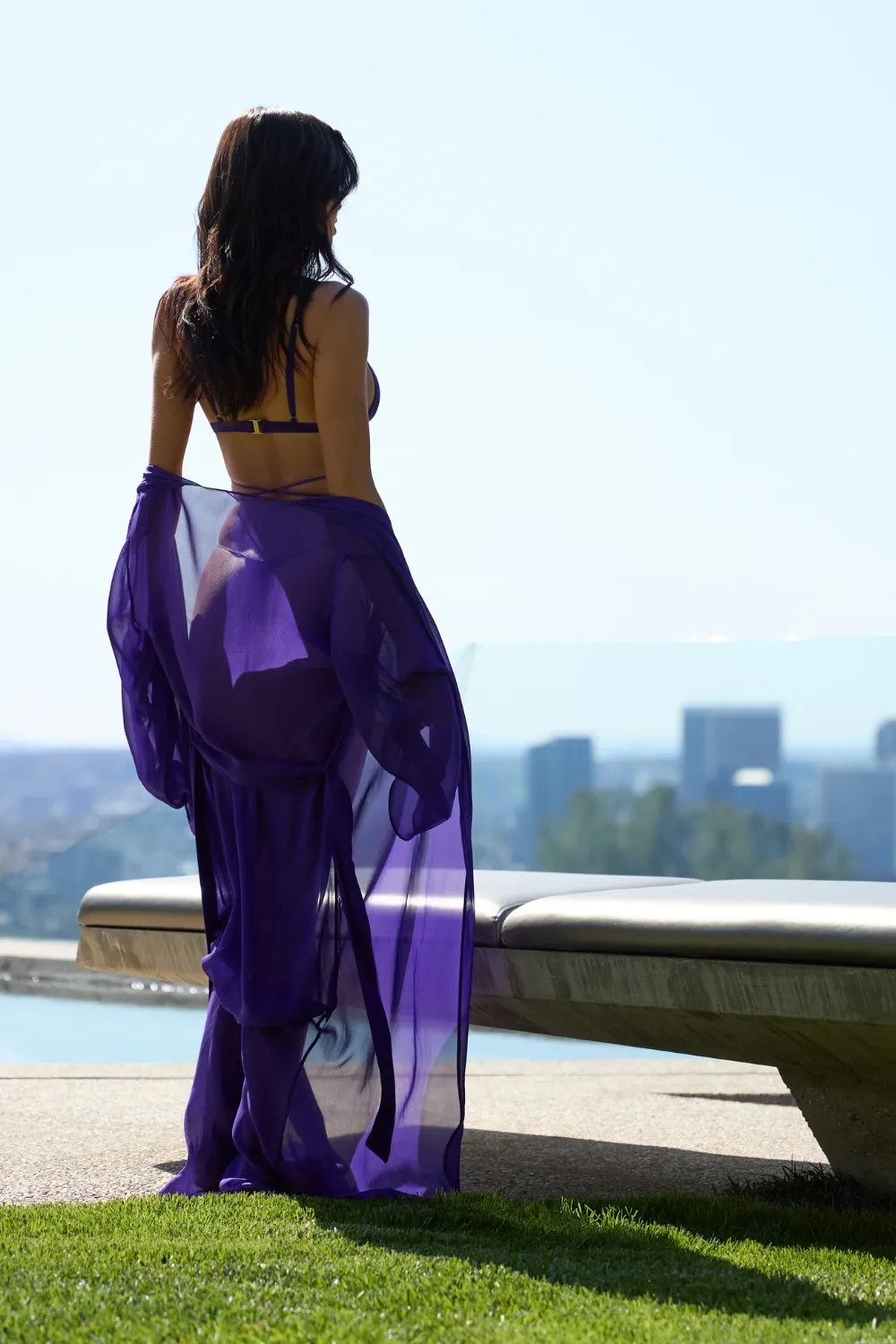 Fever Long Beach Kimono in Purple