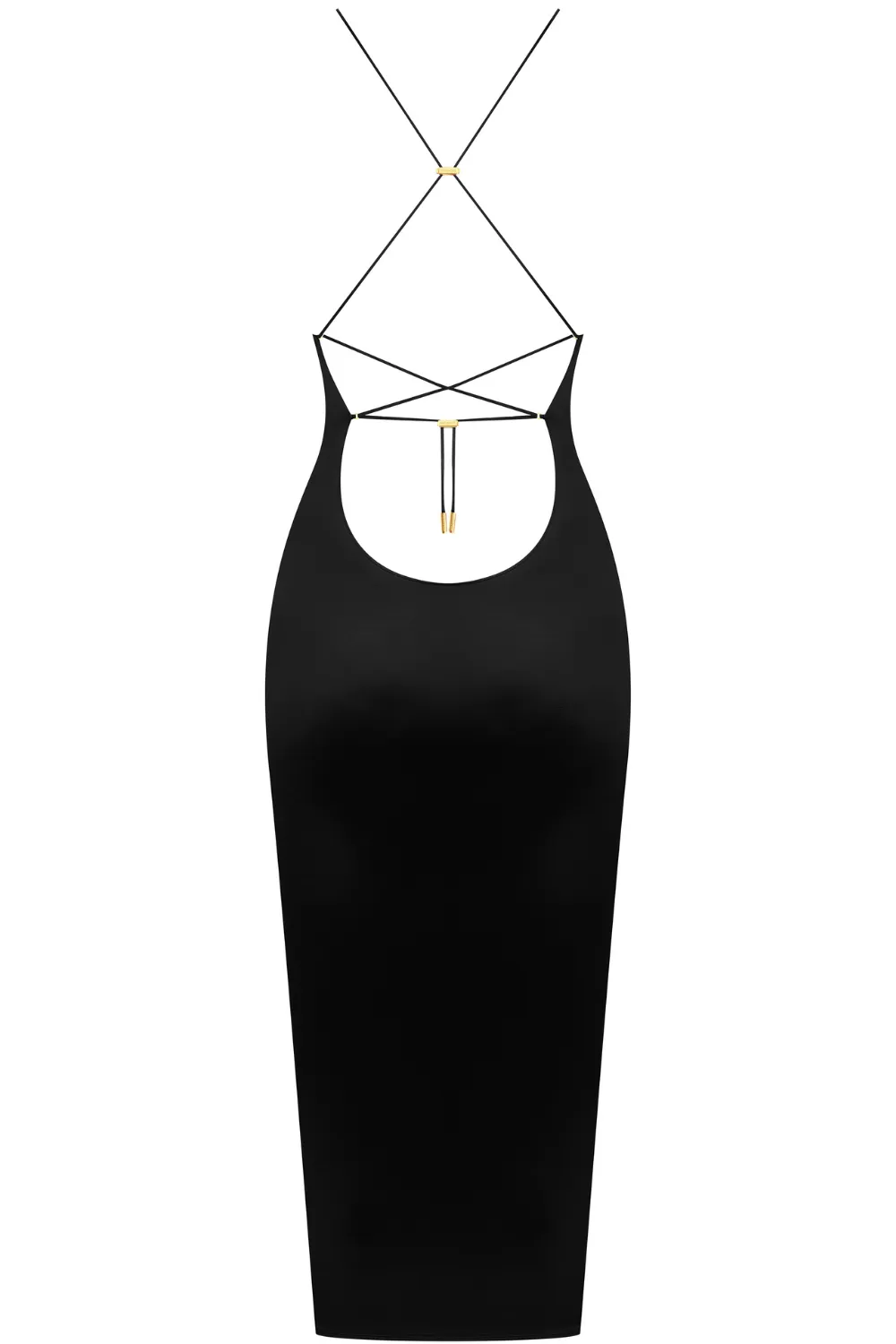 French Kiss Open Back Midi Dress Black