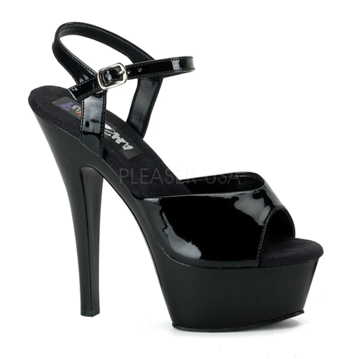 FUNTASMA JULIET-209 Black Pat Sexy Stiletto Heel Sandals