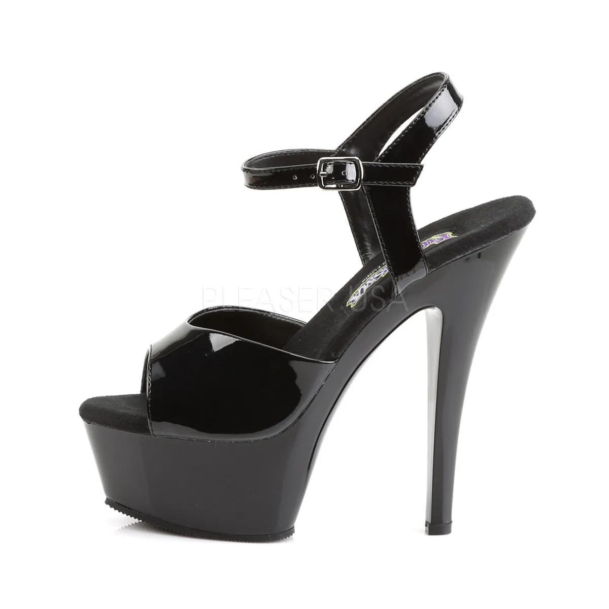 FUNTASMA JULIET-209 Black Pat Sexy Stiletto Heel Sandals