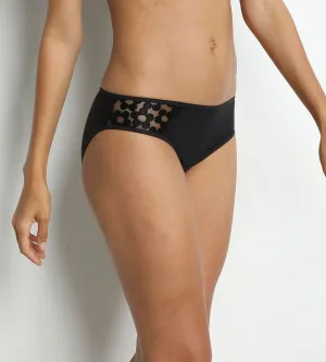Generous Broderie  black microfiber knickers