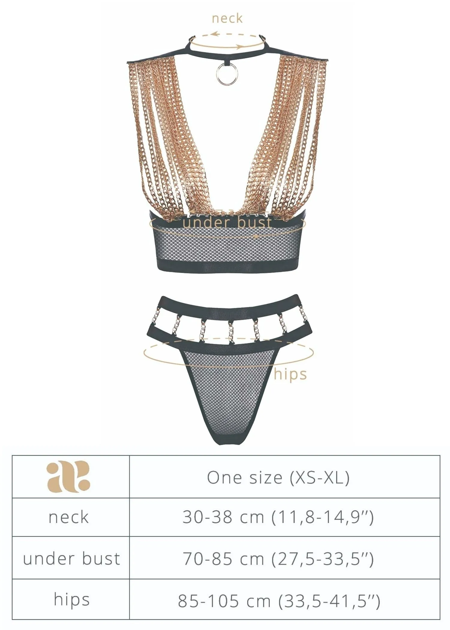 Golden Force Chain Bra with High-Waist Thong Set