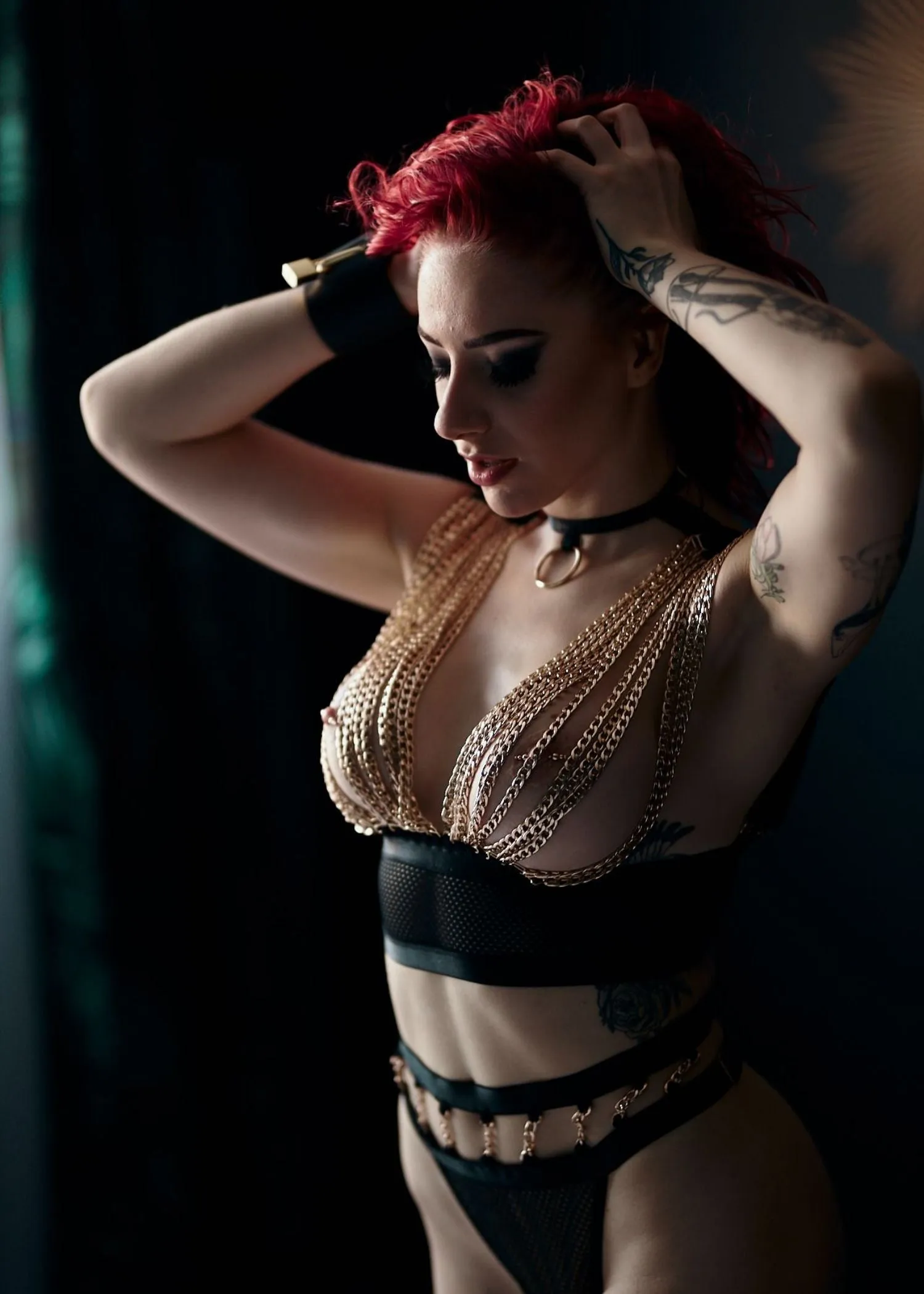 Golden Force Chain Bra with High-Waist Thong Set
