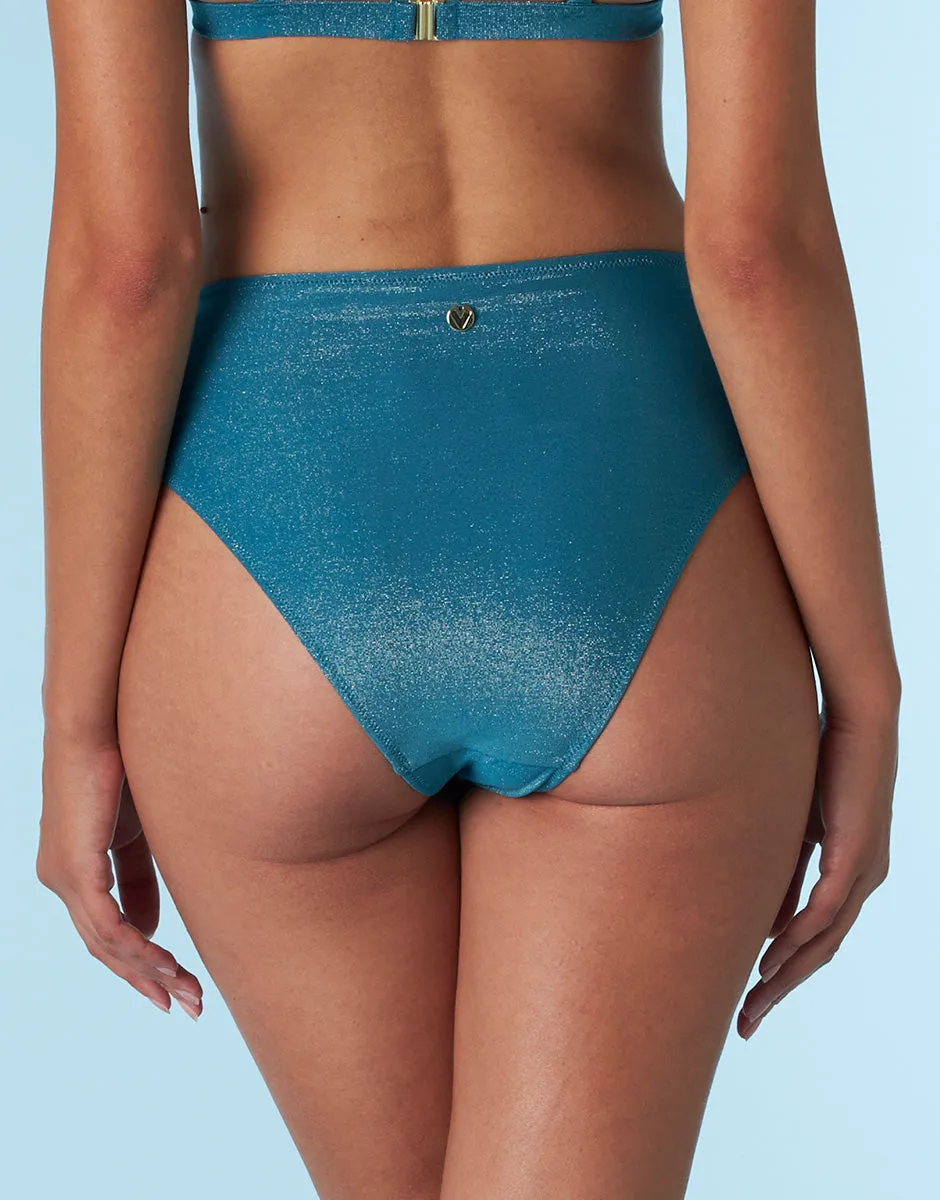 High-waisted brief Plain Lurex in Ottanio microfiber