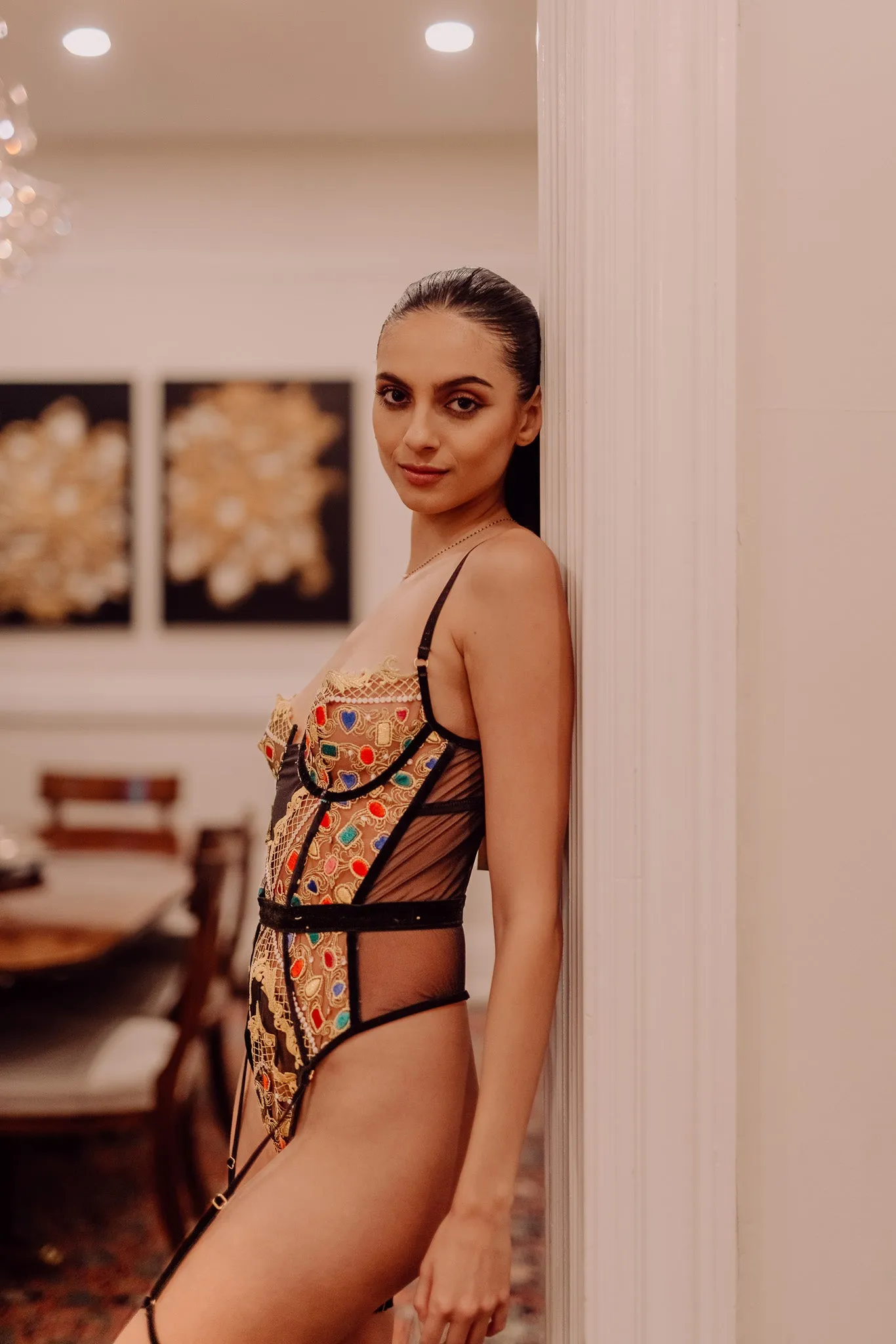 Kilo Brava Jewel Embroidered Underwire Bodysuit