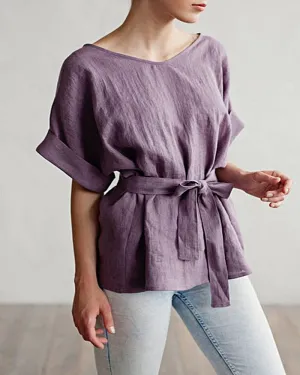 Kimono V-Neck Linen Top