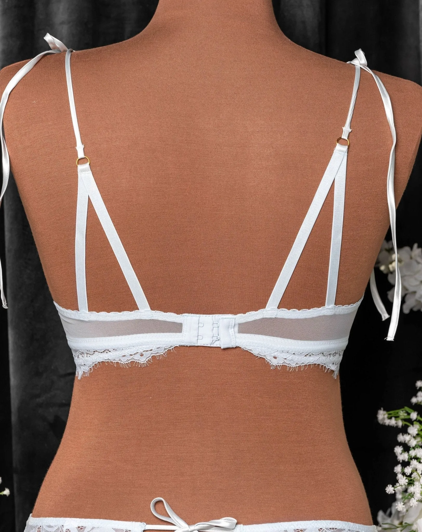Lace & Mesh Button Bralette - Something Blue