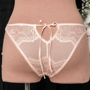 Lace & Mesh Button Panty - Champagne