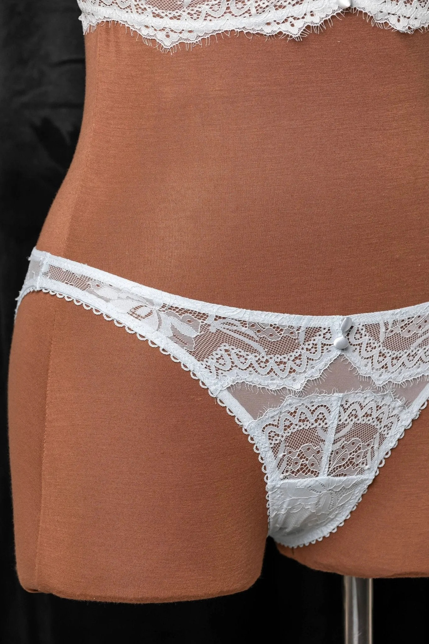 Lace & Mesh Button Panty - Something Blue