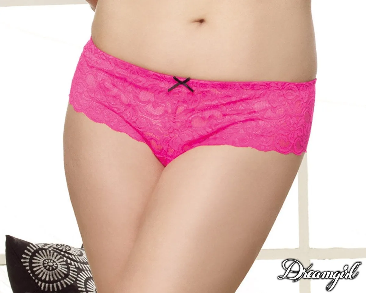 Lace Low-Rise Crotchless Boyshort With Bow