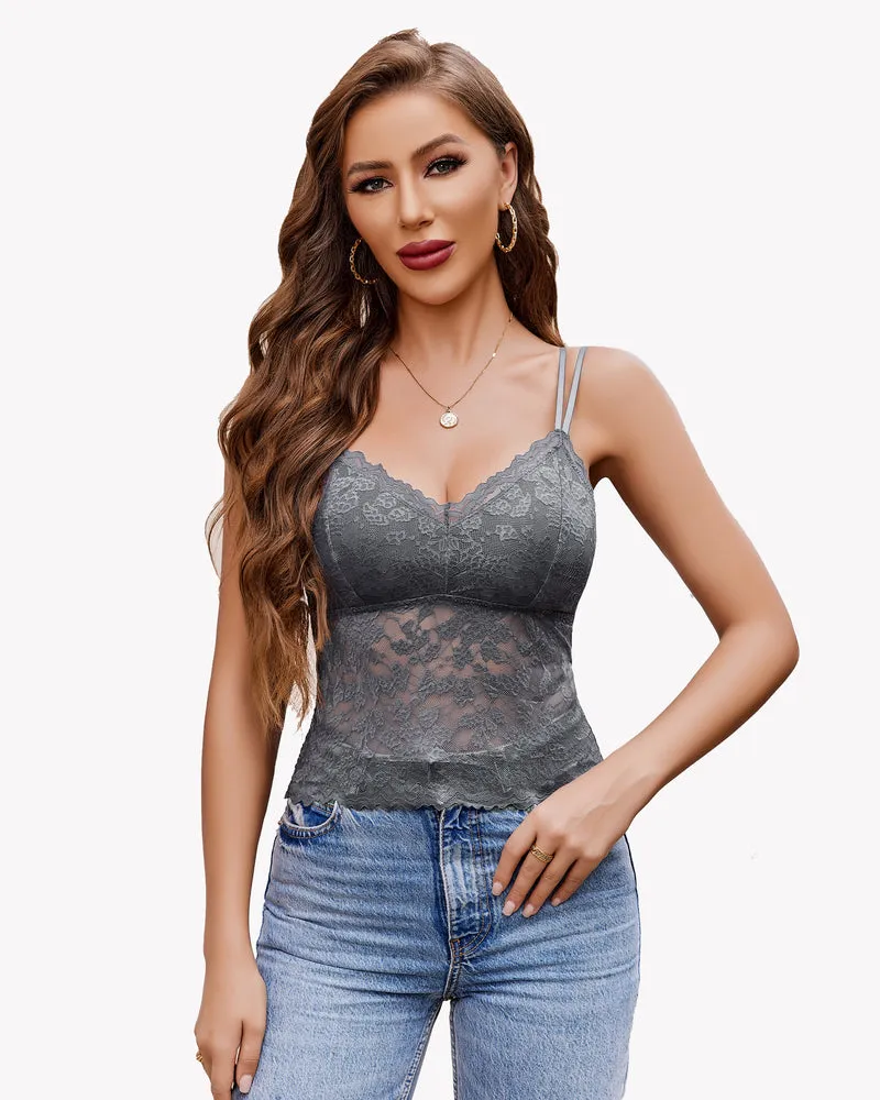 Lace V Neck Tube Slim Tank Top
