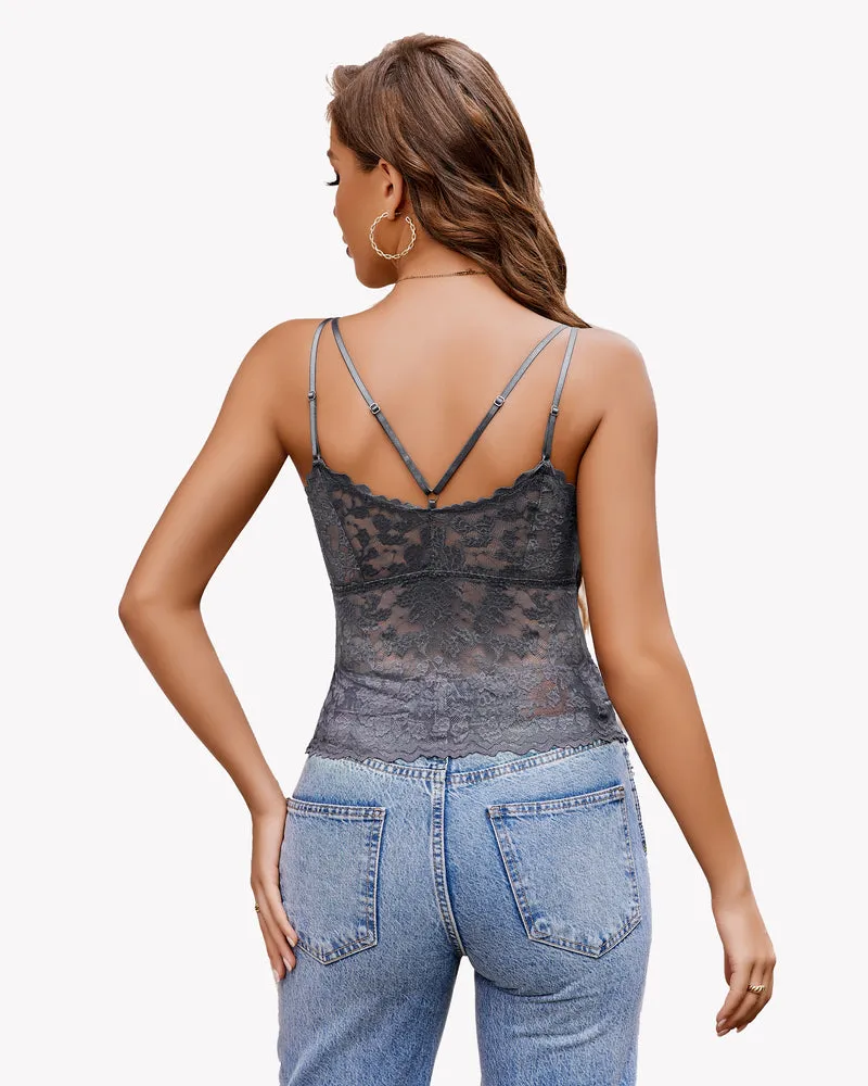 Lace V Neck Tube Slim Tank Top