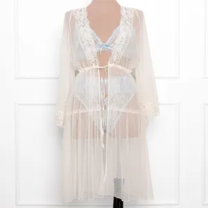Lacy Dot Mesh Midi Robe - Iridescent Pearl
