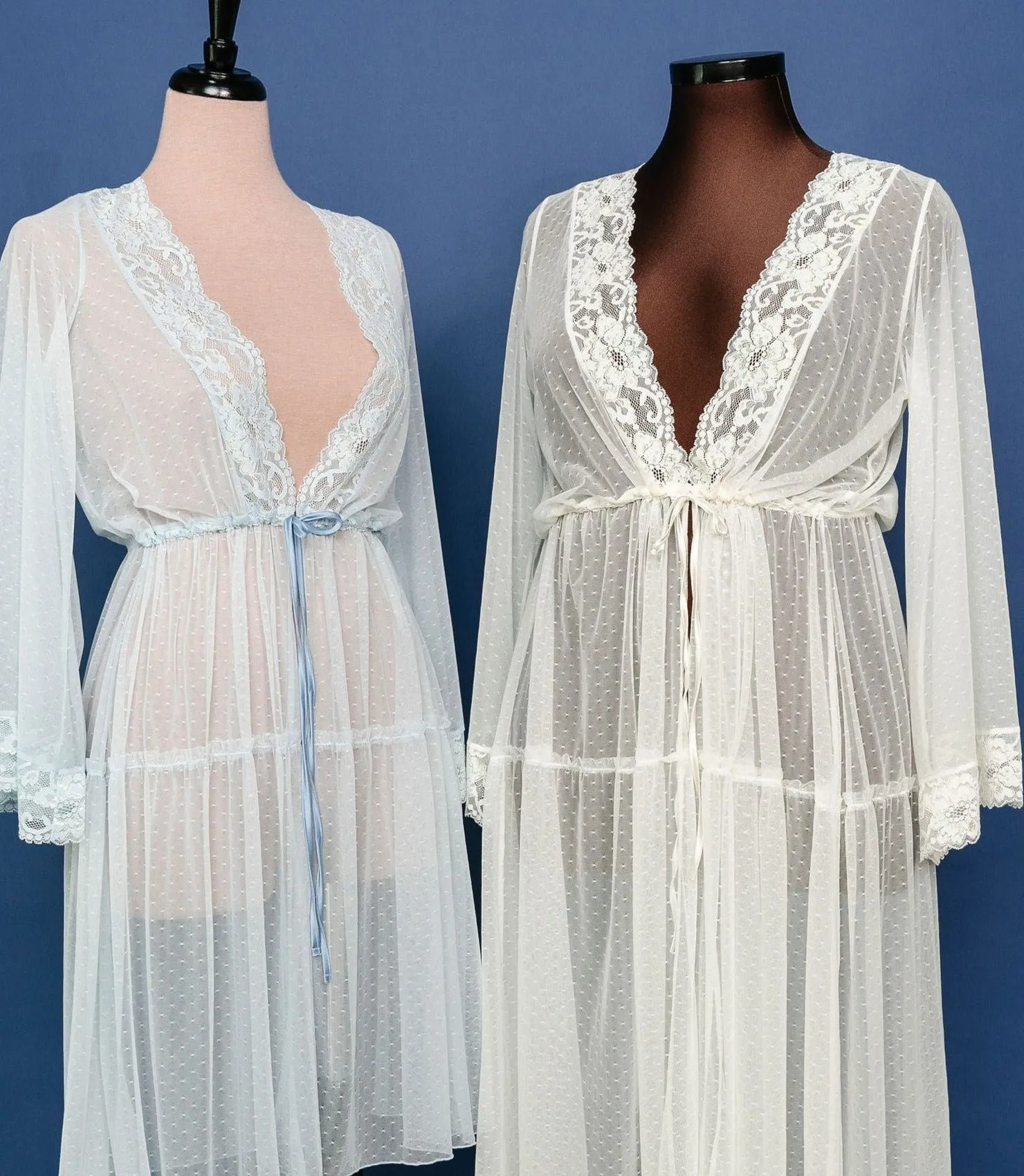 Lacy Dot Mesh Midi Robe - Iridescent Pearl