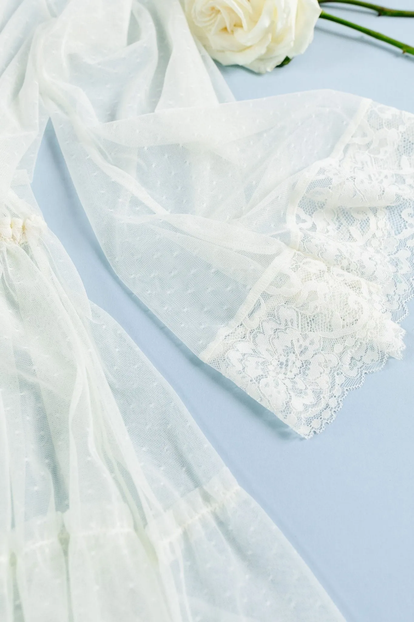 Lacy Dot Mesh Midi Robe - Iridescent Pearl