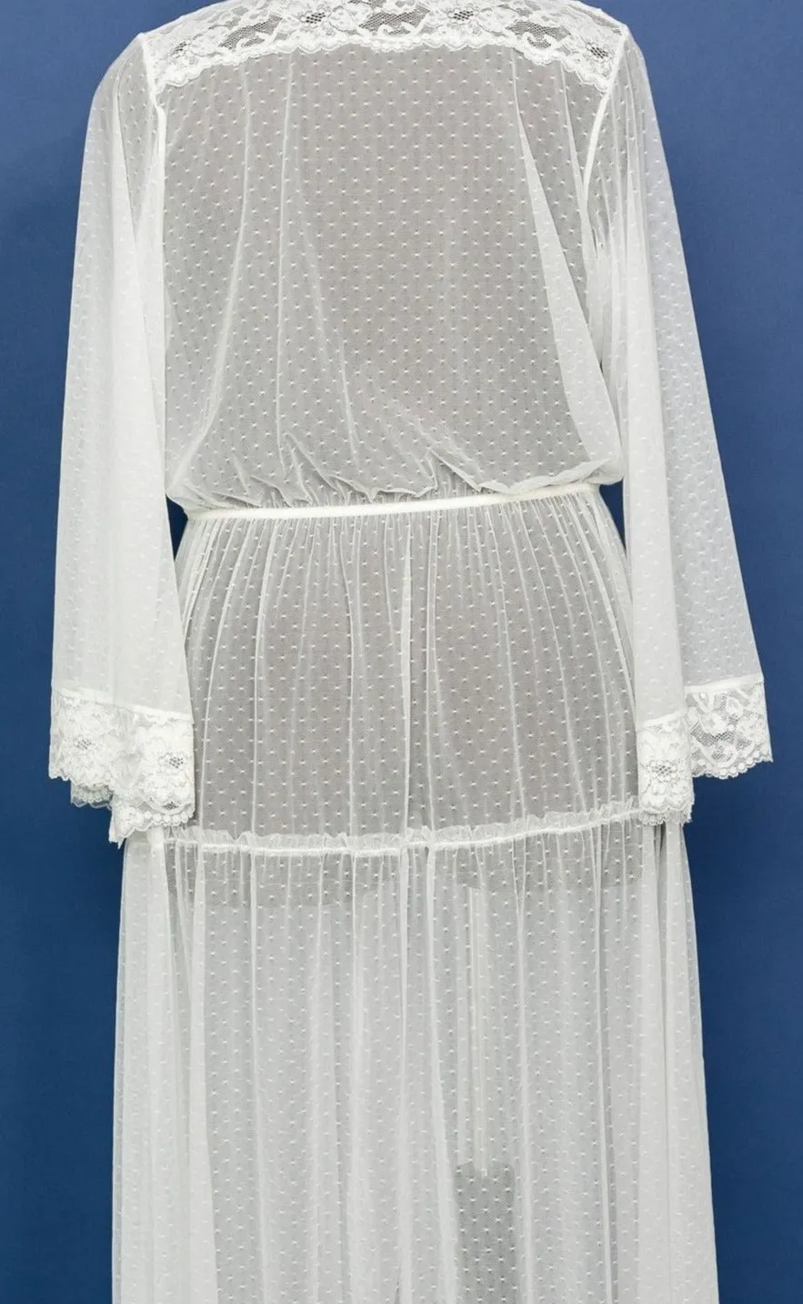 Lacy Dot Mesh Midi Robe - Iridescent Pearl