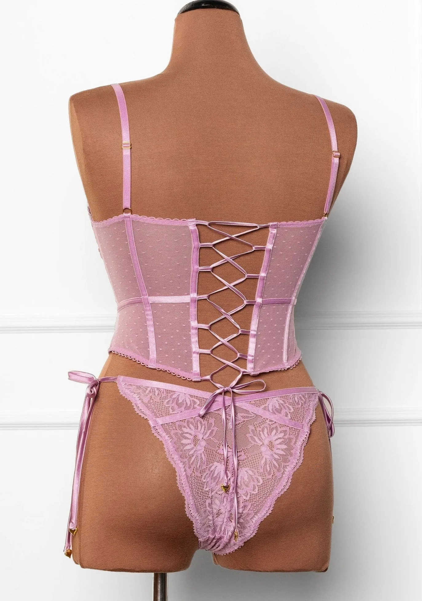 Lacy Heart Charm Side Tie Panty - Lilac