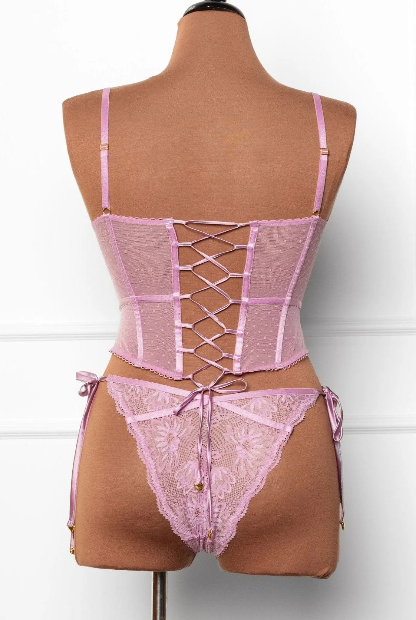 Lacy Heart Charm Side Tie Panty - Lilac