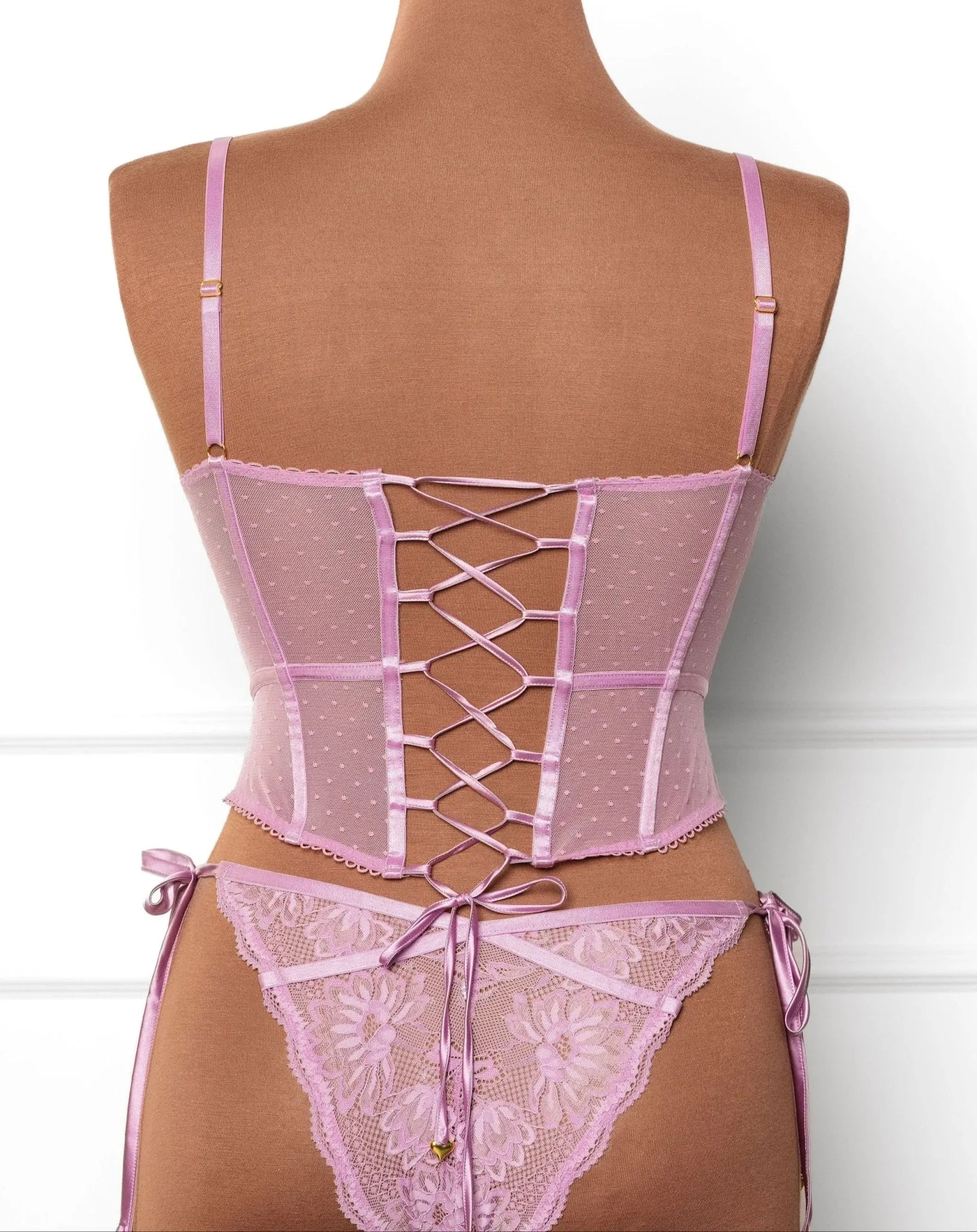 Lacy Heart Charm Side Tie Panty - Lilac
