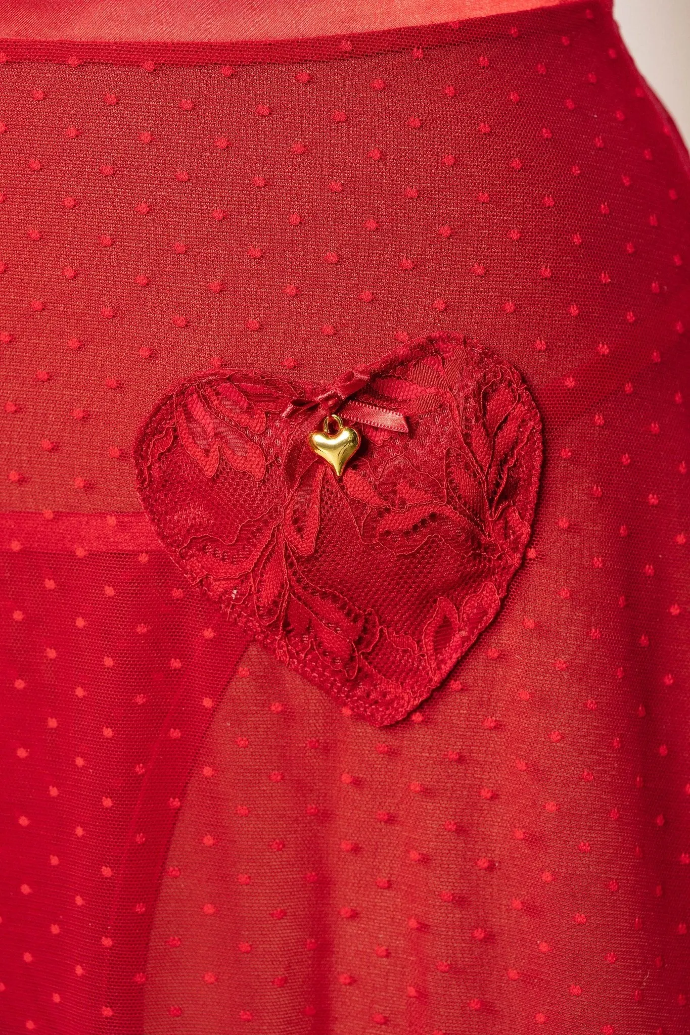 Lacy Ruffle Drop Waist Babydoll - Red