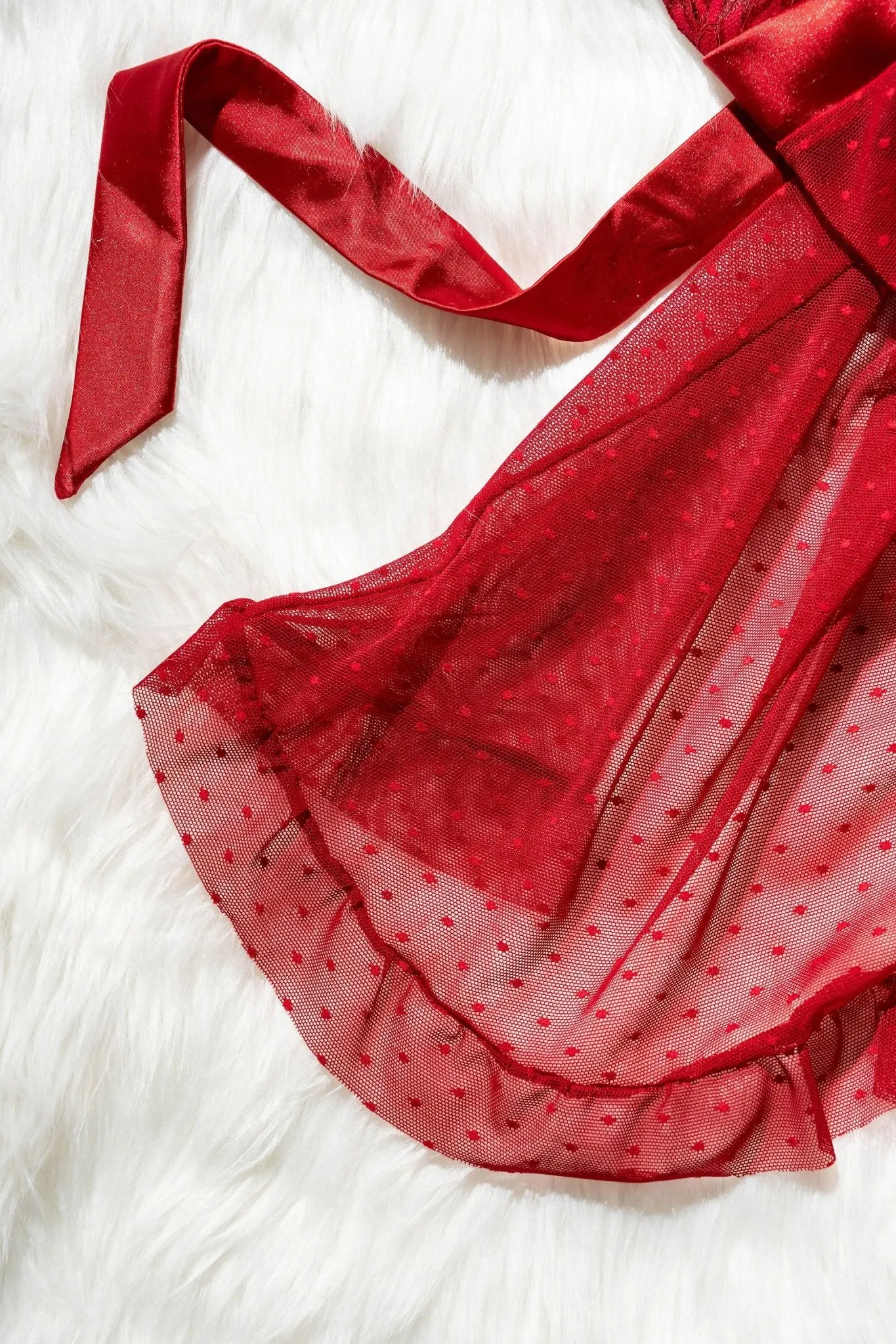 Lacy Ruffle Drop Waist Babydoll - Red