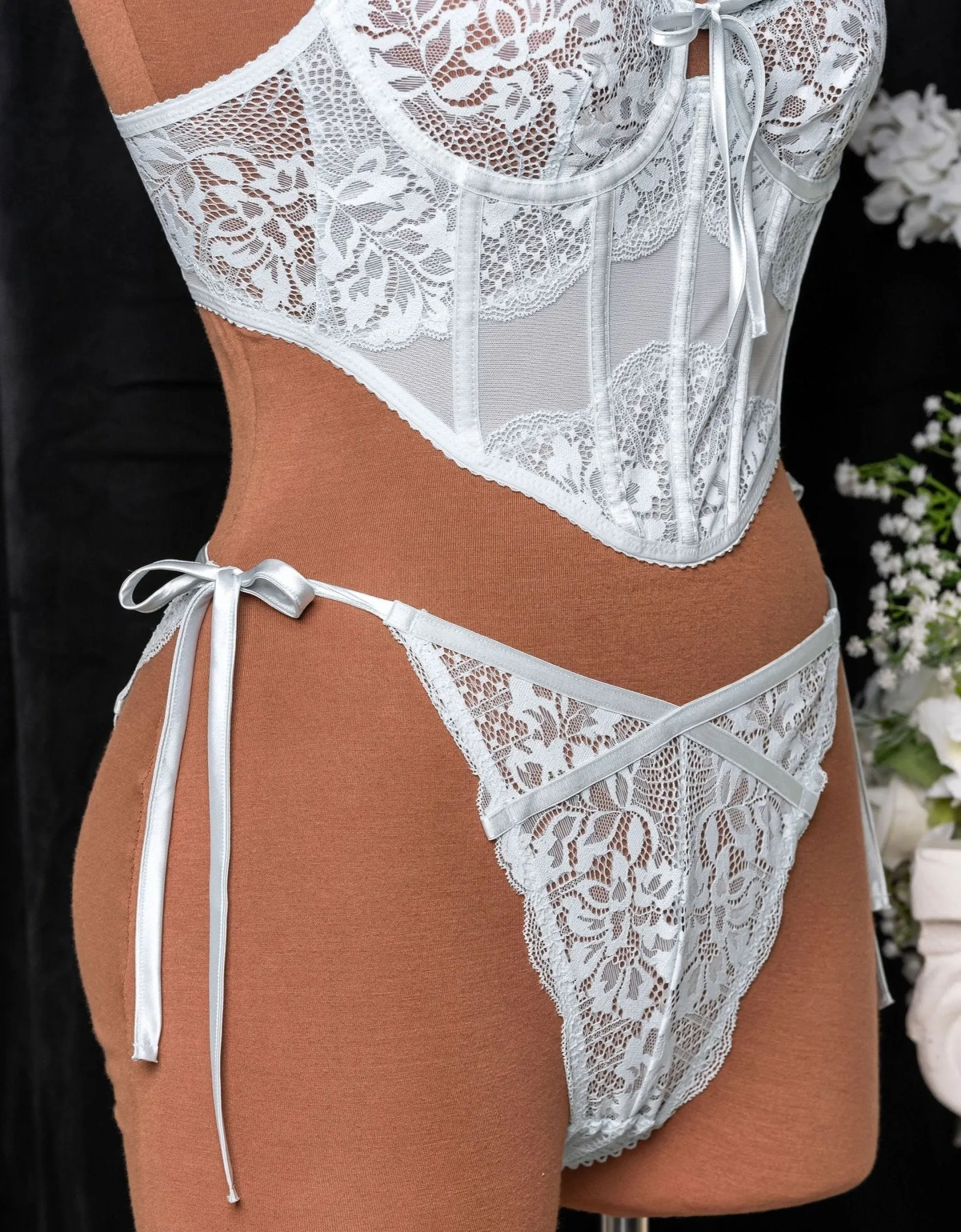 Lacy Side Tie Panty - Something Blue