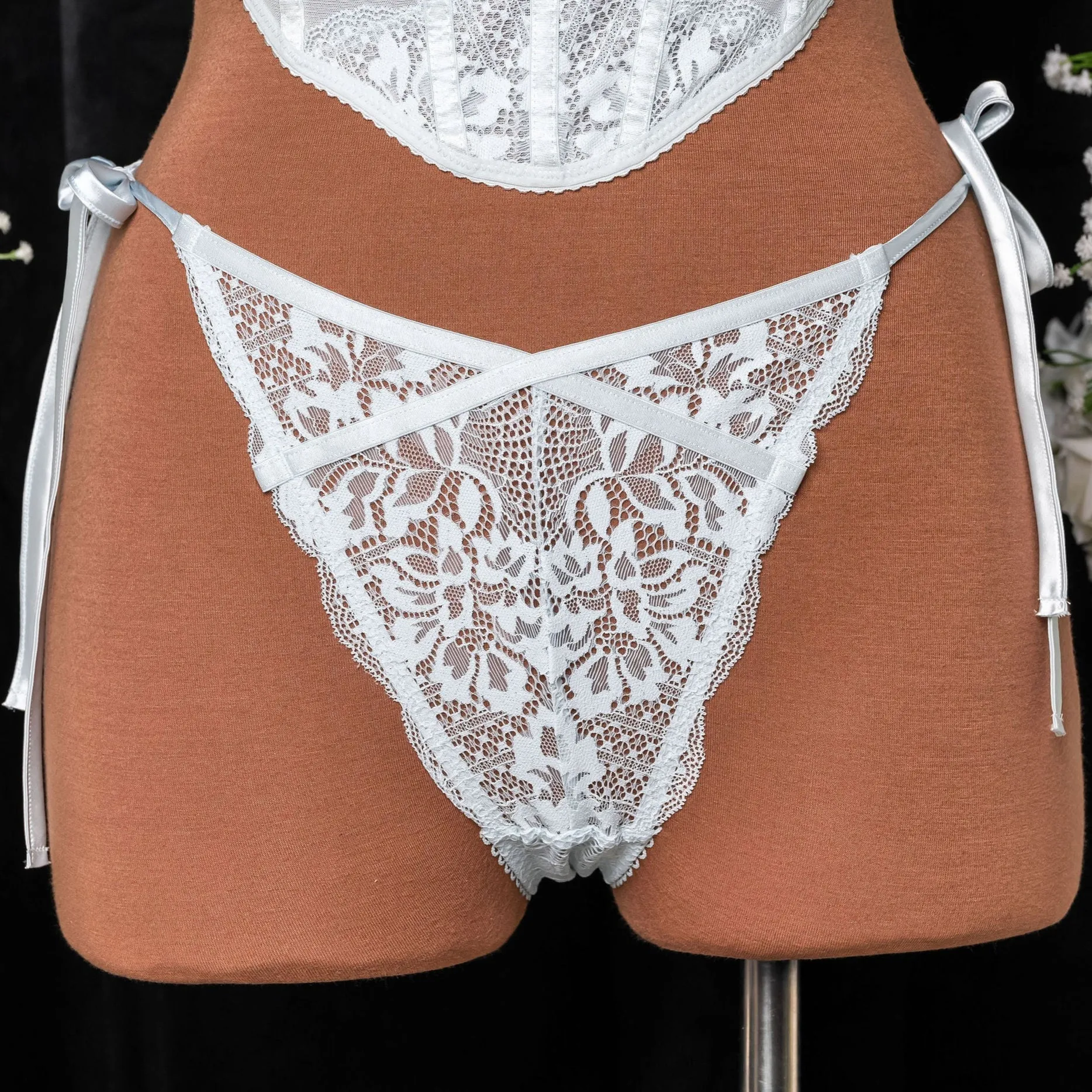 Lacy Side Tie Panty - Something Blue