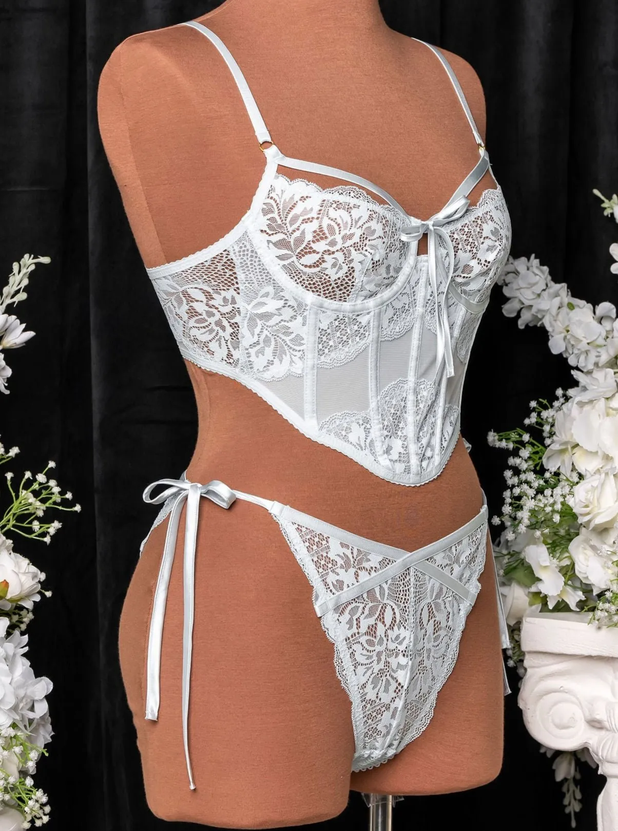 Lacy Side Tie Panty - Something Blue