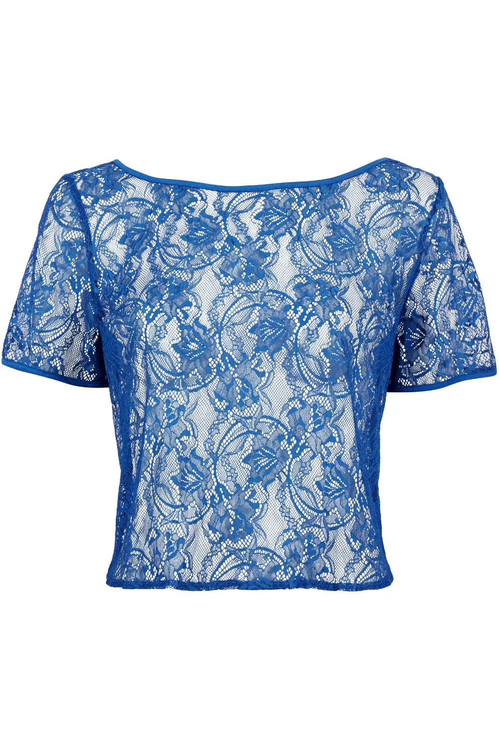 Lazy Days Short Sleeve Lace Top in Blue